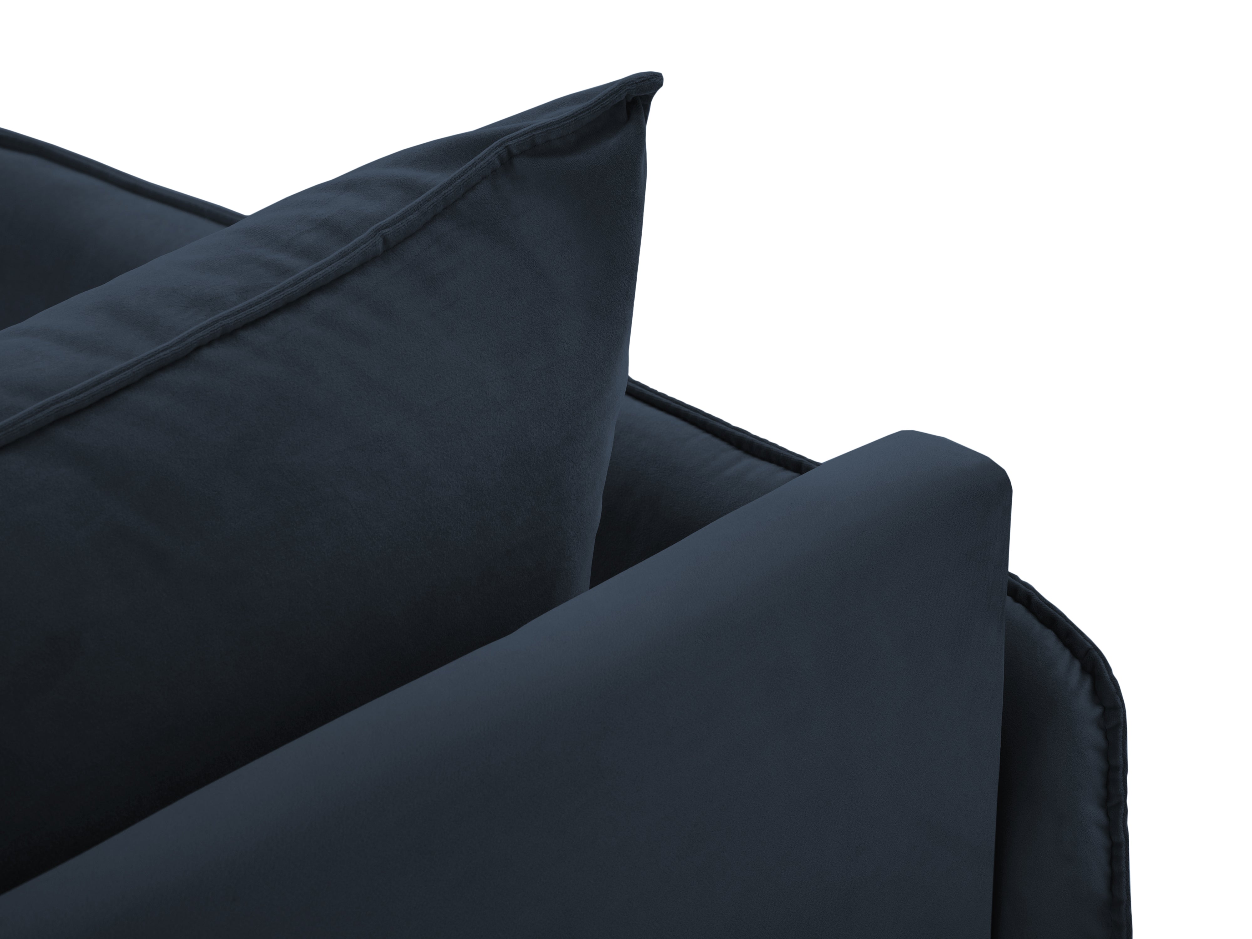Velours ligstoel links VIENNA donkerblauw met gouden basis