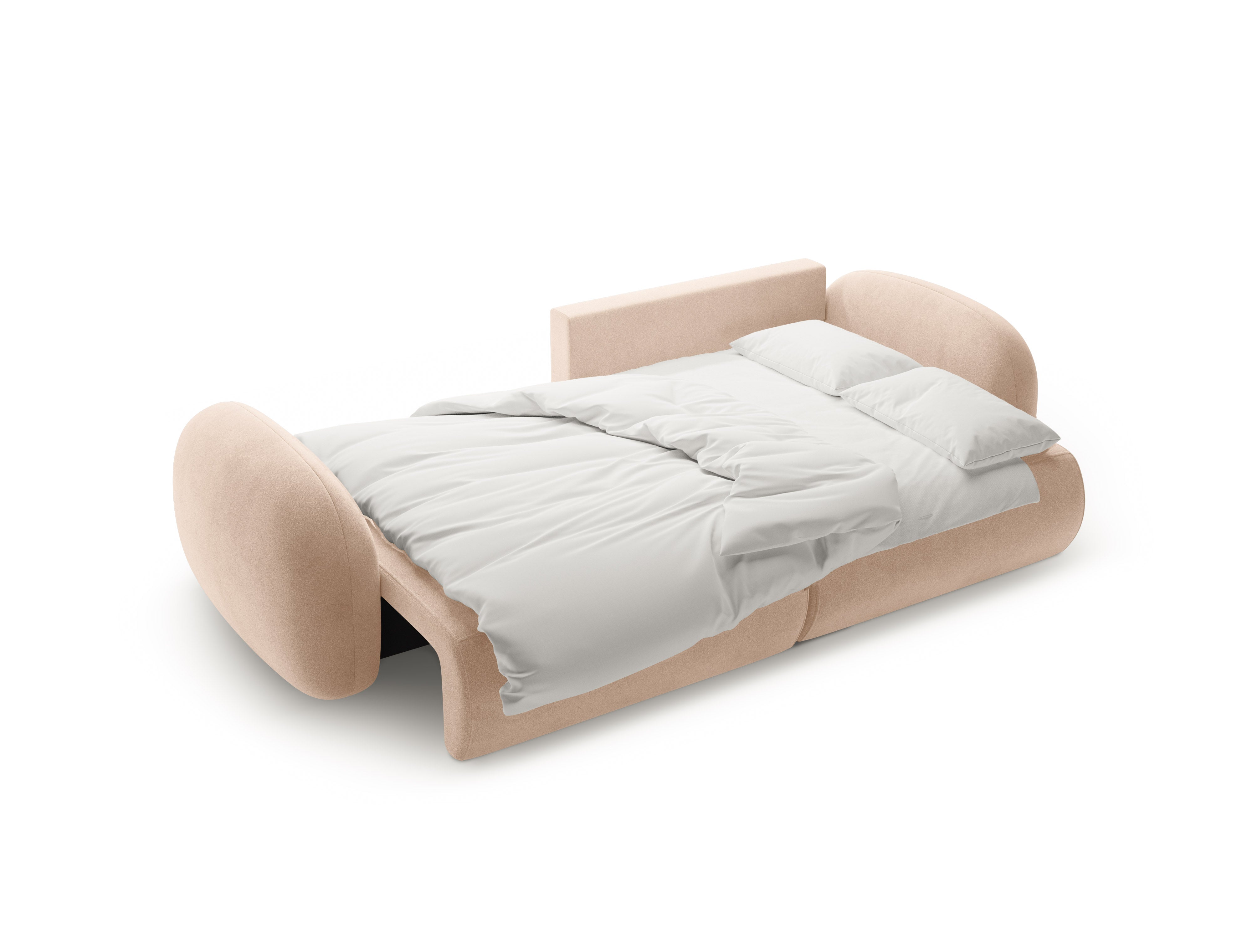 Universele fluwelen hoekbank met slaapfunctie voor 4 personen TONALE beige