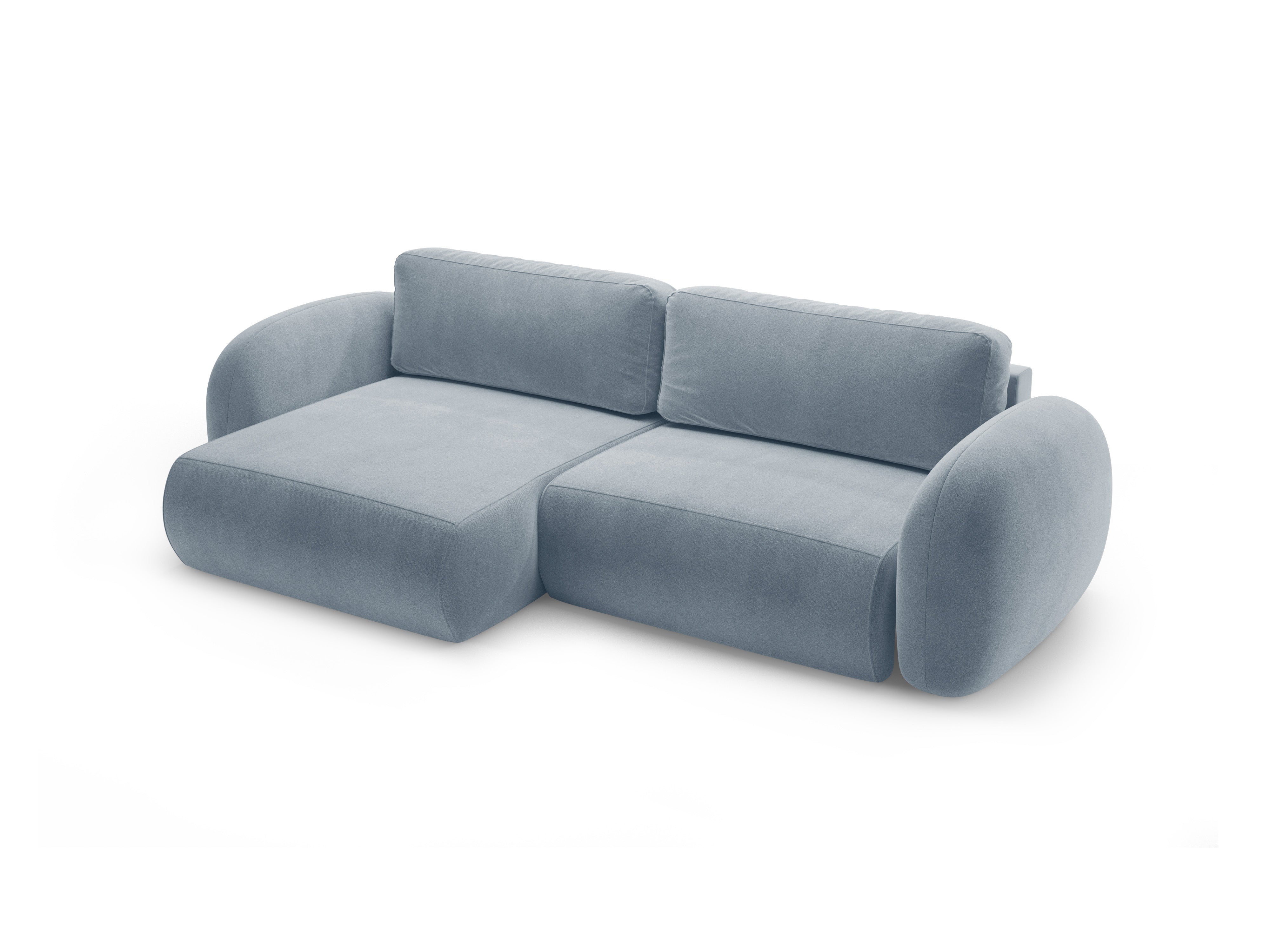 Universal velvet corner sofa with sleeping function for 4 people TONALE blue