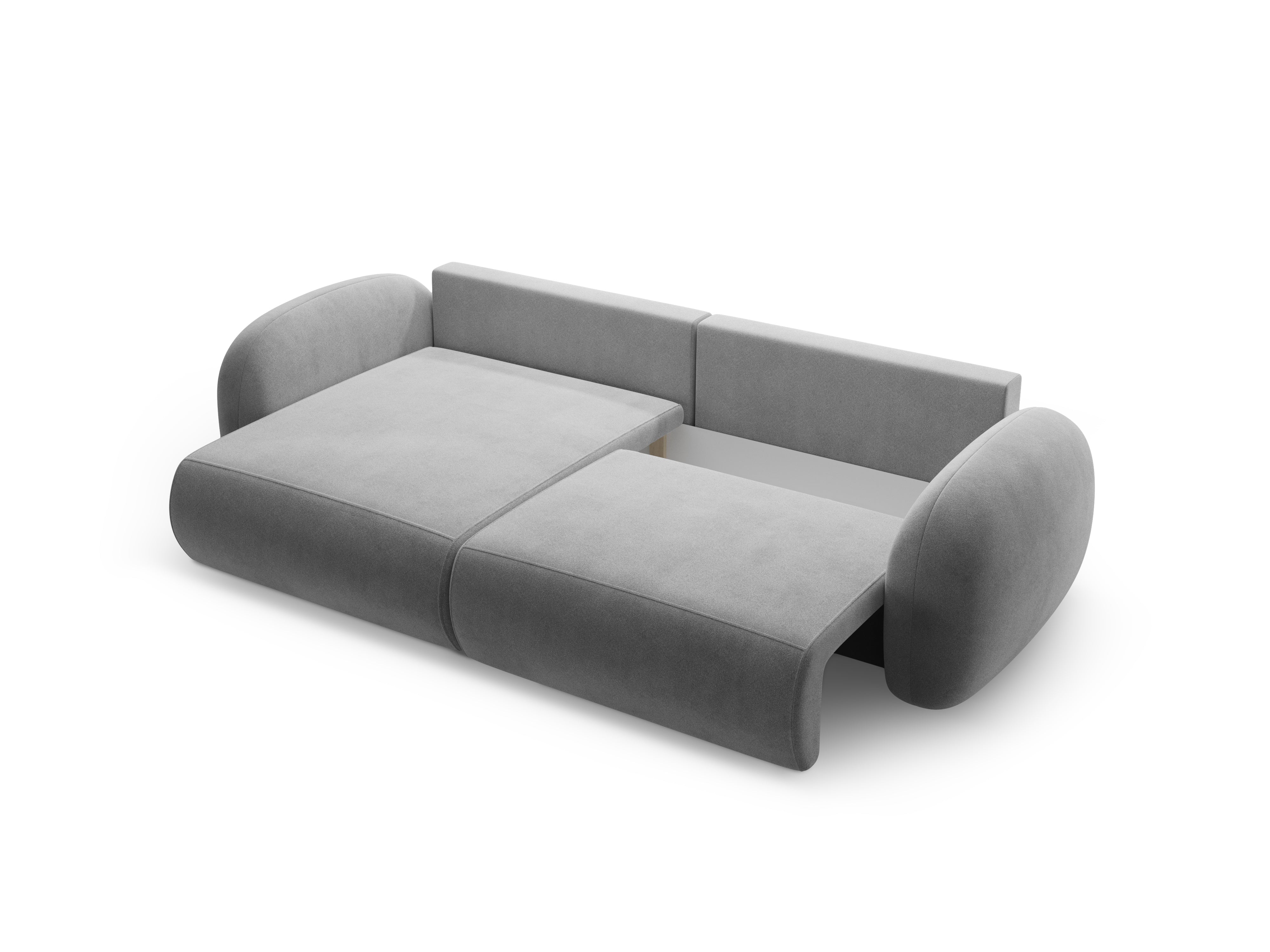 Universal velvet corner sofa with sleeping function for 4 people TONALE dark gray
