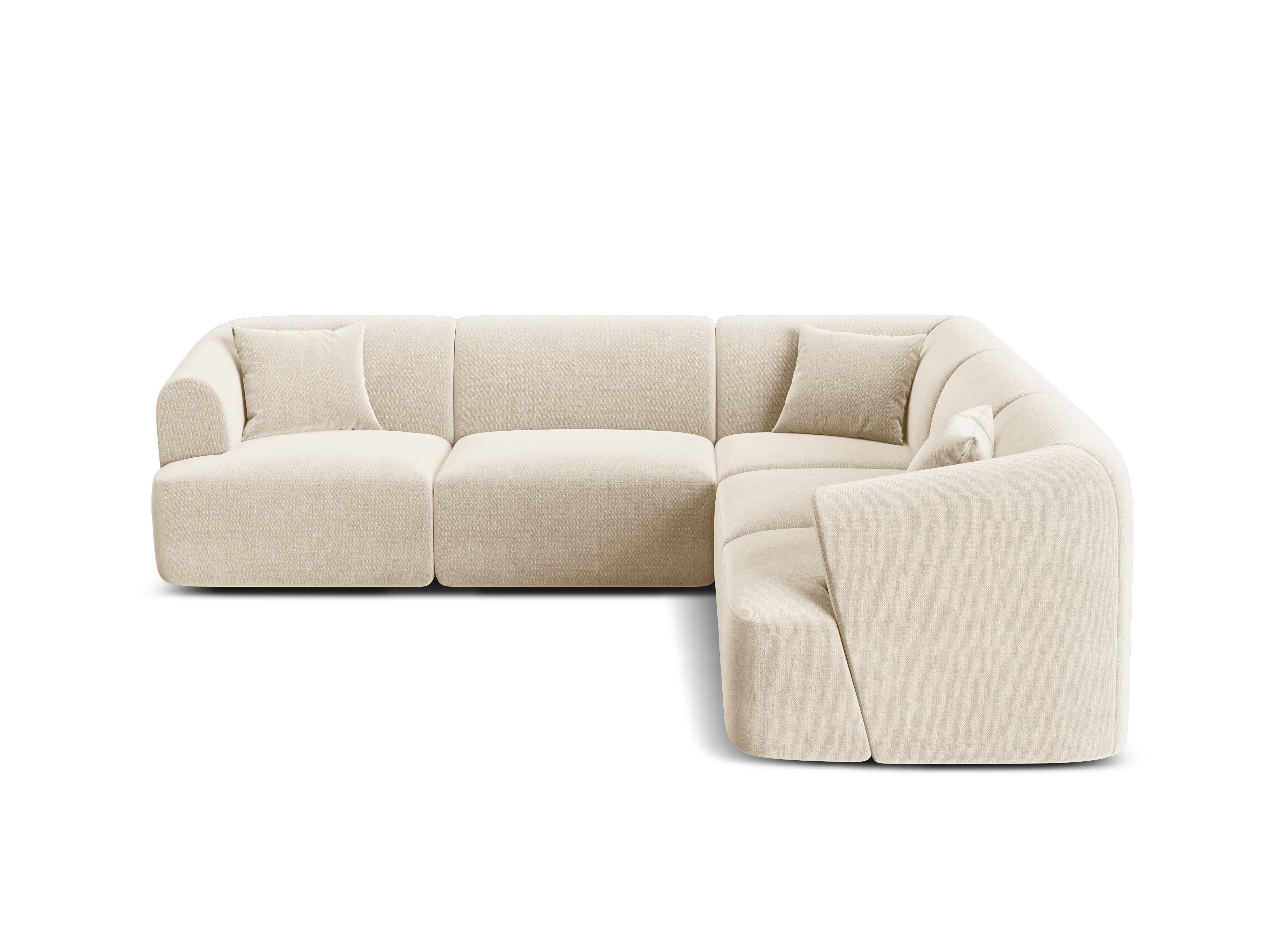 Symmetrical Velvet Corner Sofa for 4 People CAMPI Light Beige