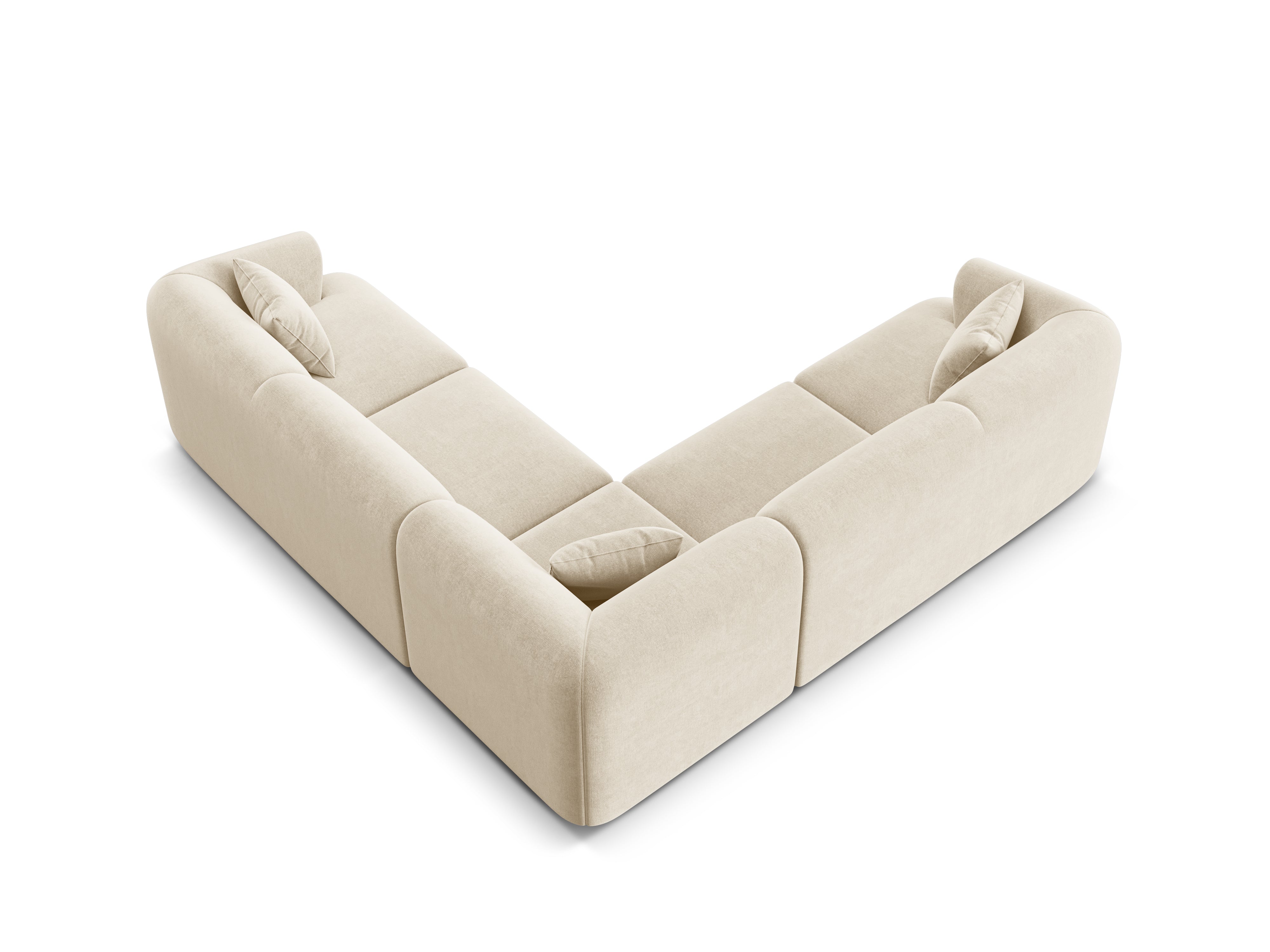 Symmetrical Velvet Corner Sofa for 4 People CAMPI Light Beige