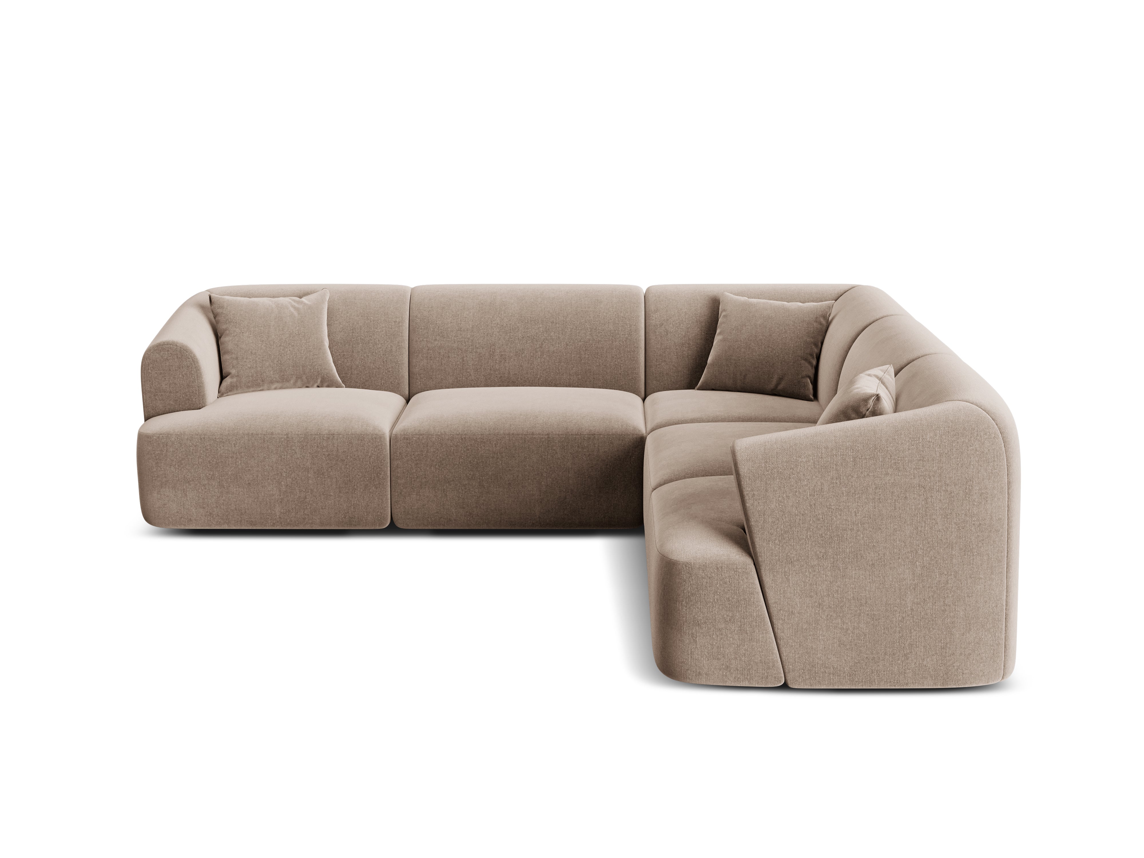 Samt-Ecksofa symmetrisch für 4 Personen CAMPI dunkelbeige
