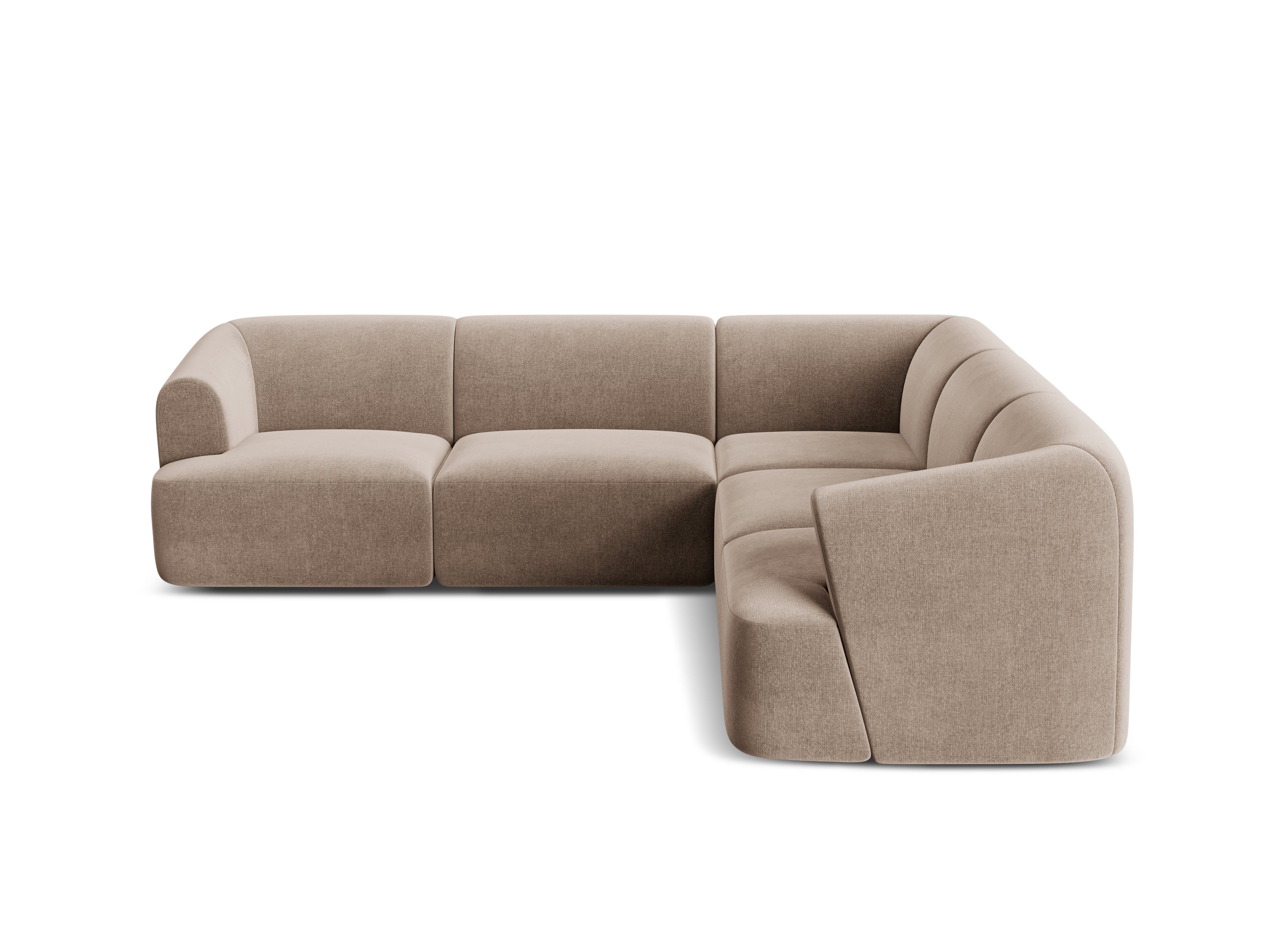 Samt-Ecksofa symmetrisch für 4 Personen CAMPI dunkelbeige