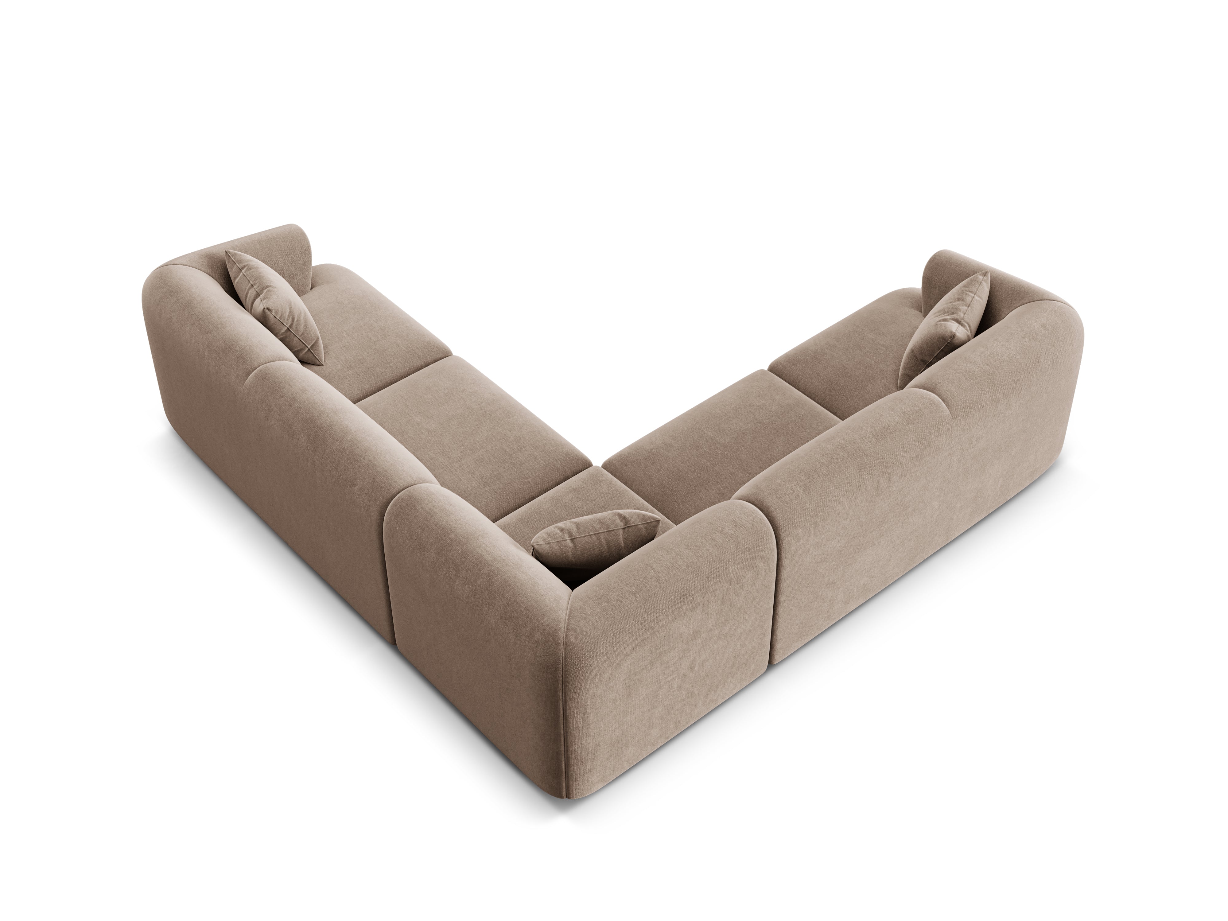 Samt-Ecksofa symmetrisch für 4 Personen CAMPI dunkelbeige
