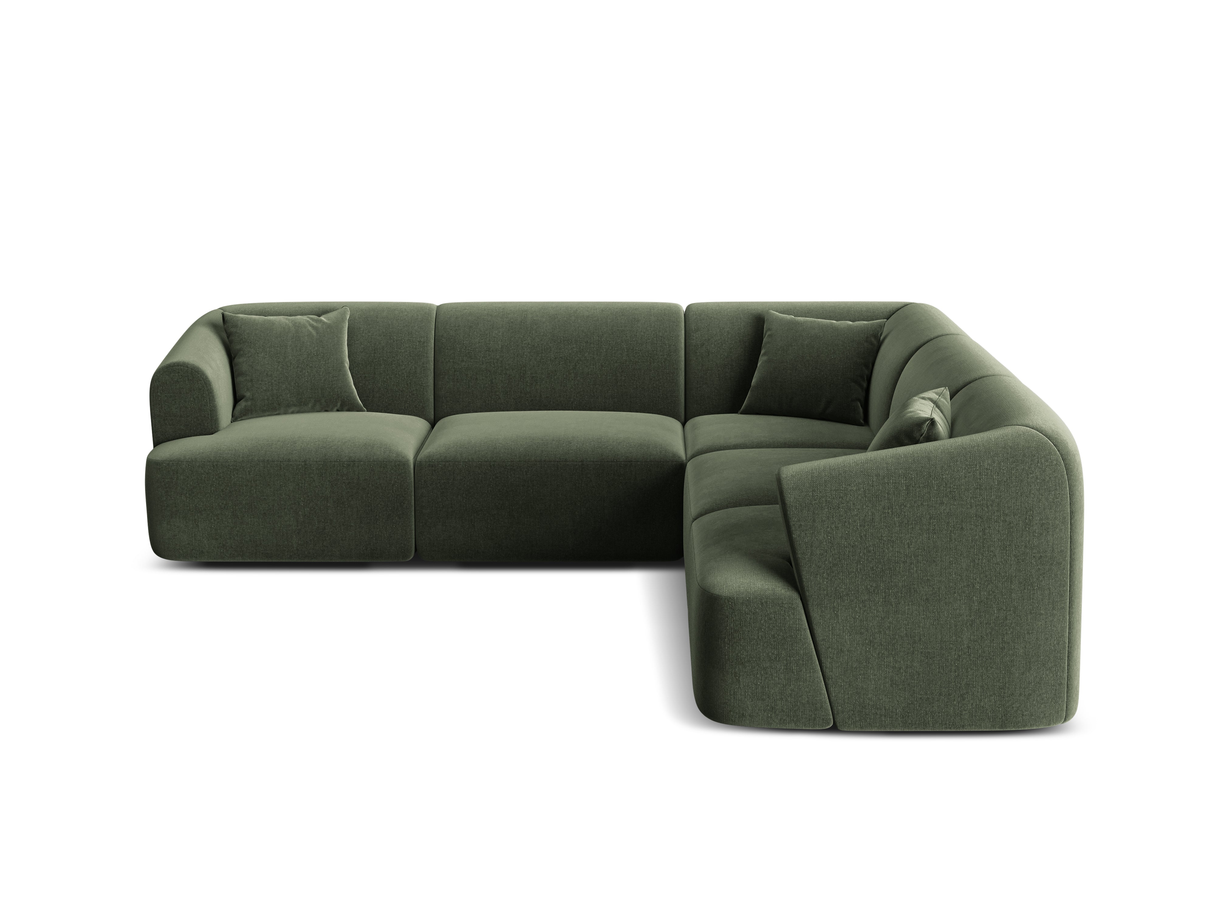 Symmetrical Velvet Corner Sofa for 4 People CAMPI Green