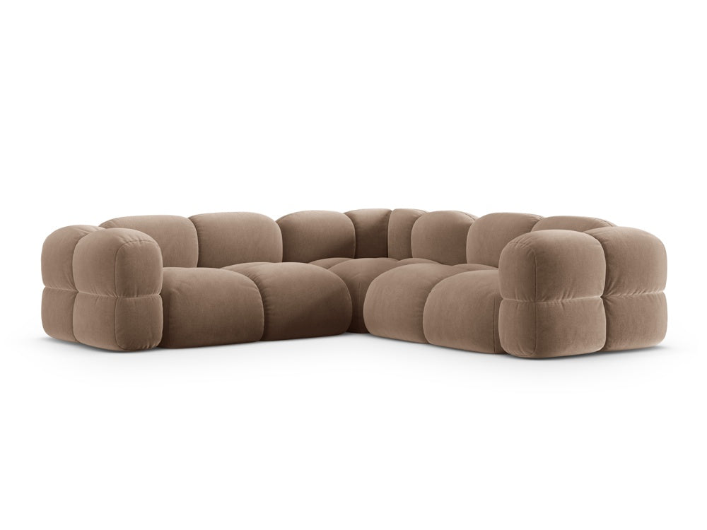 Symmetrische fluwelen hoekbank LORETTO donkerbeige