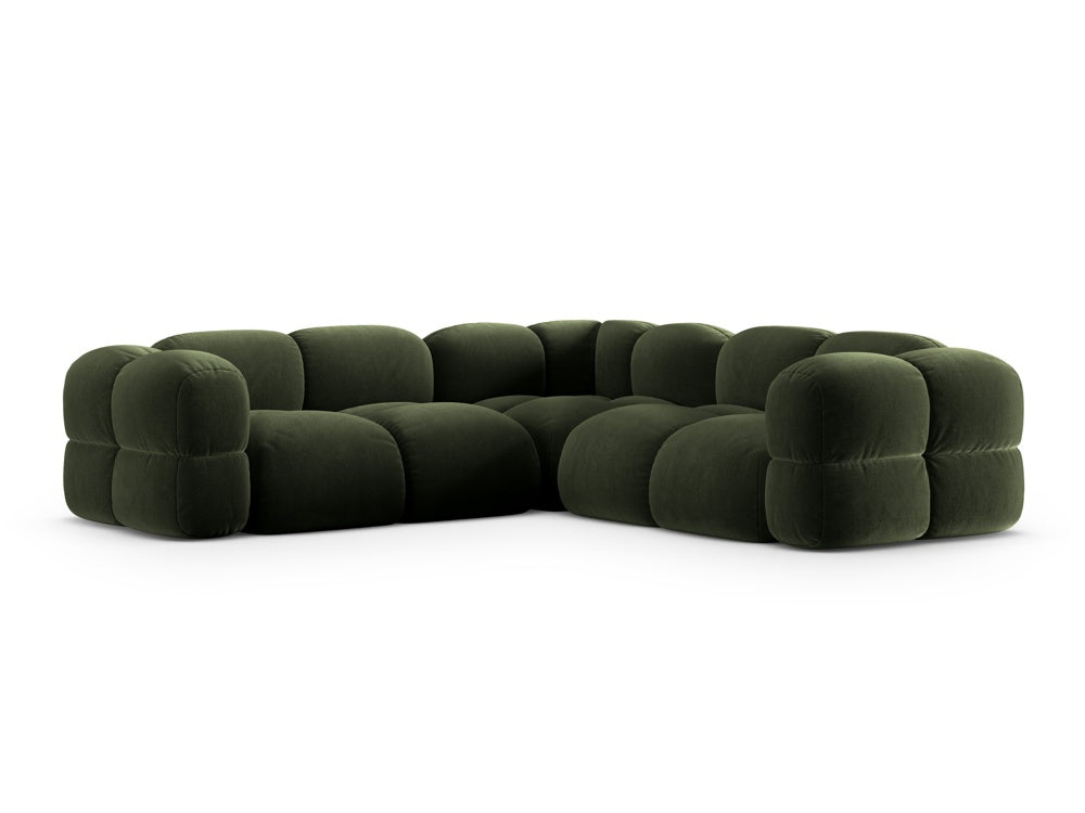 Symmetrische fluwelen hoekbank LORETTO groen