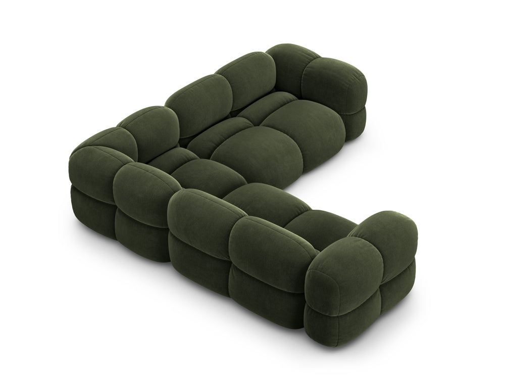 Symmetrische fluwelen hoekbank LORETTO groen