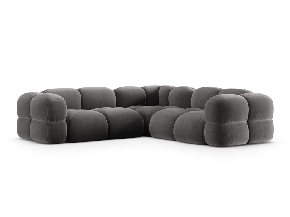 Symmetrische Samt-Eckcouch LORETTO grau