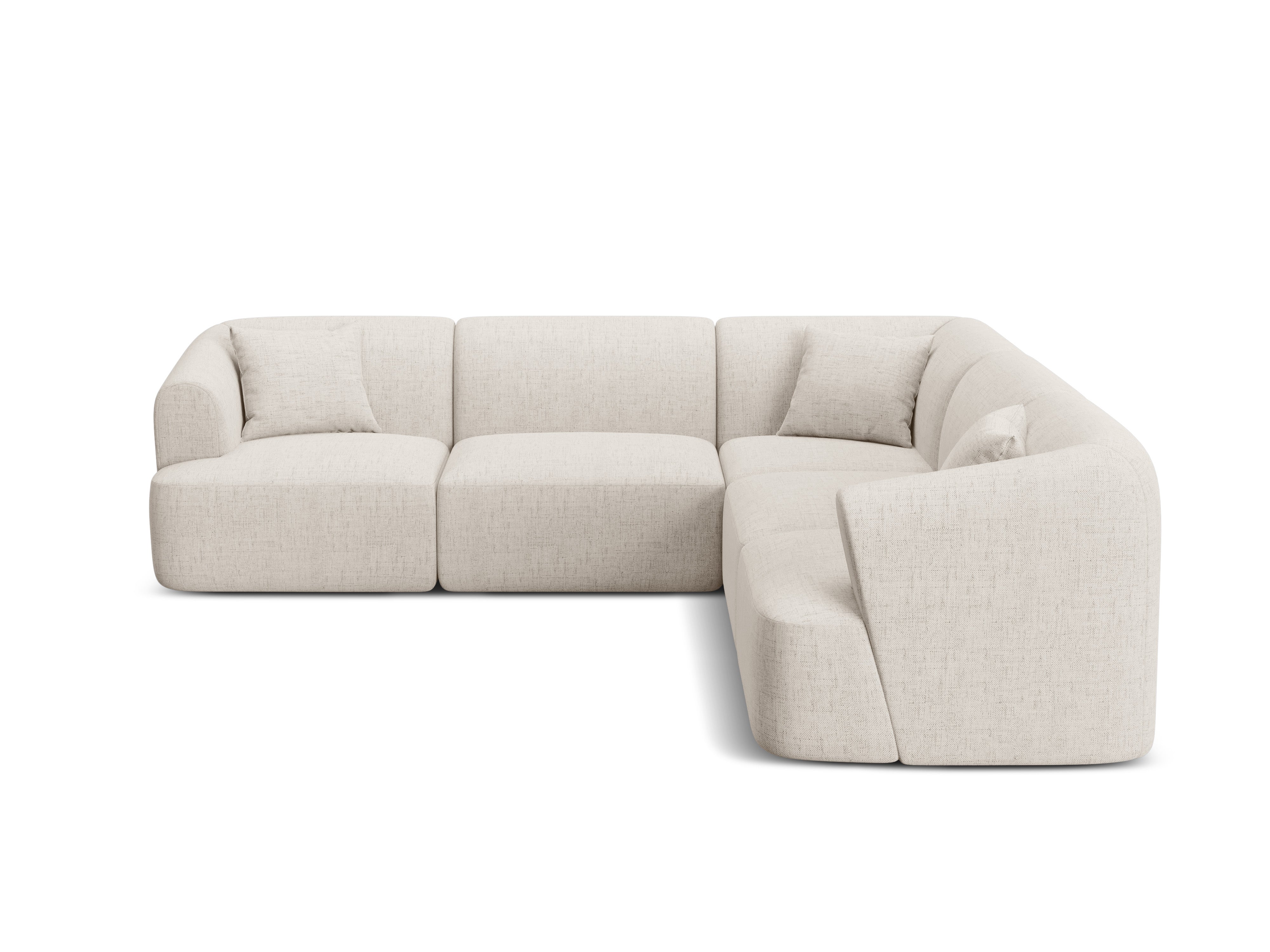 Symmetrische 4-Sitzer-Couch CAMPI in cremefarbenem Chenille