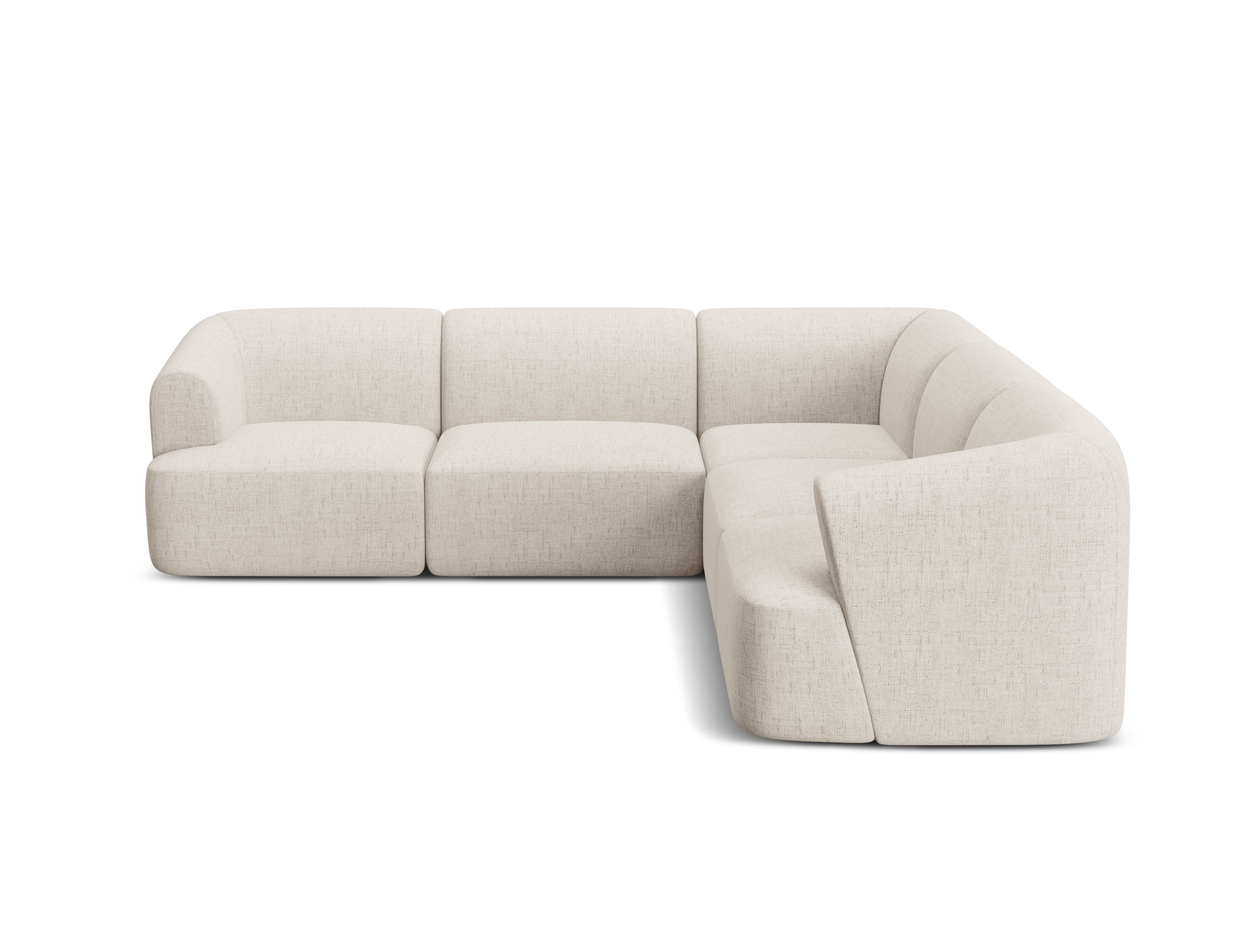 Symmetrische 4-Sitzer-Couch CAMPI in cremefarbenem Chenille