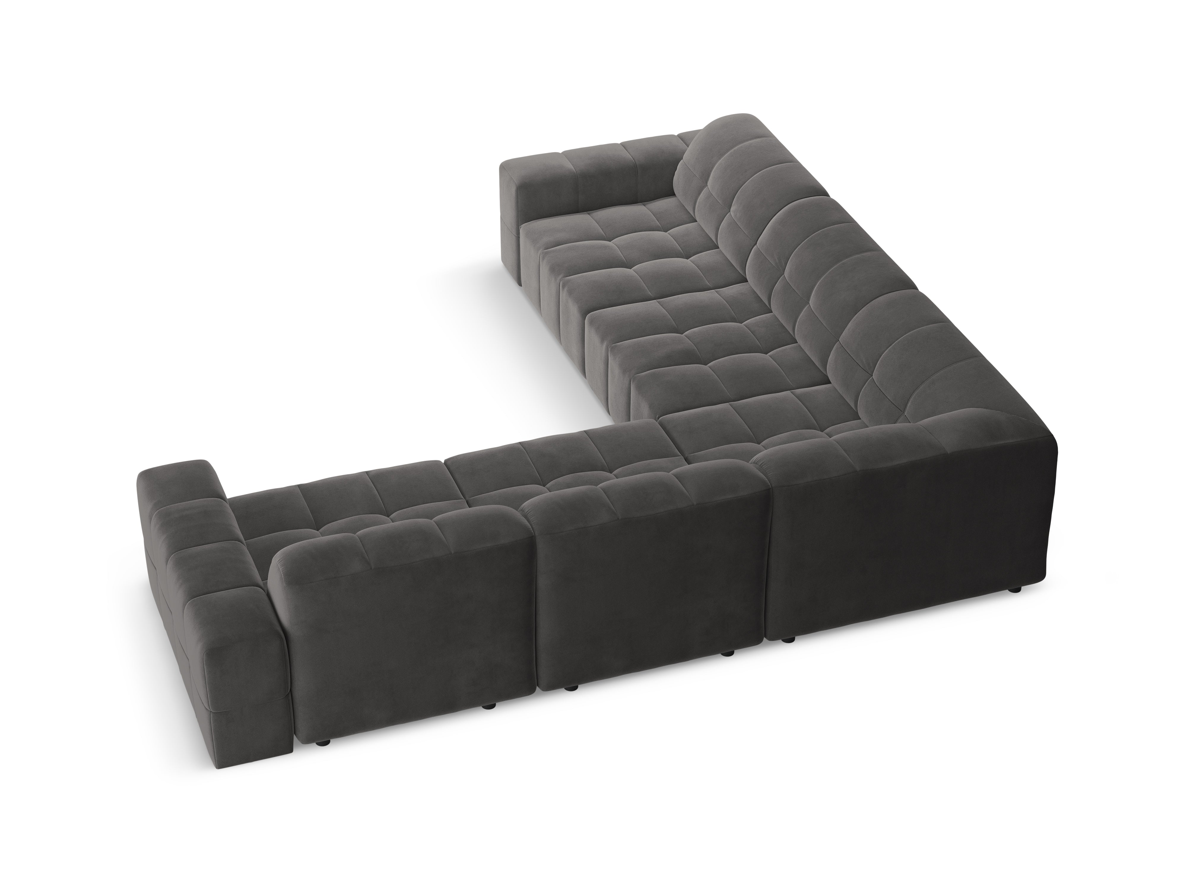 Samt-Ecksofa symmetrisch CHICAGO dunkelgrau