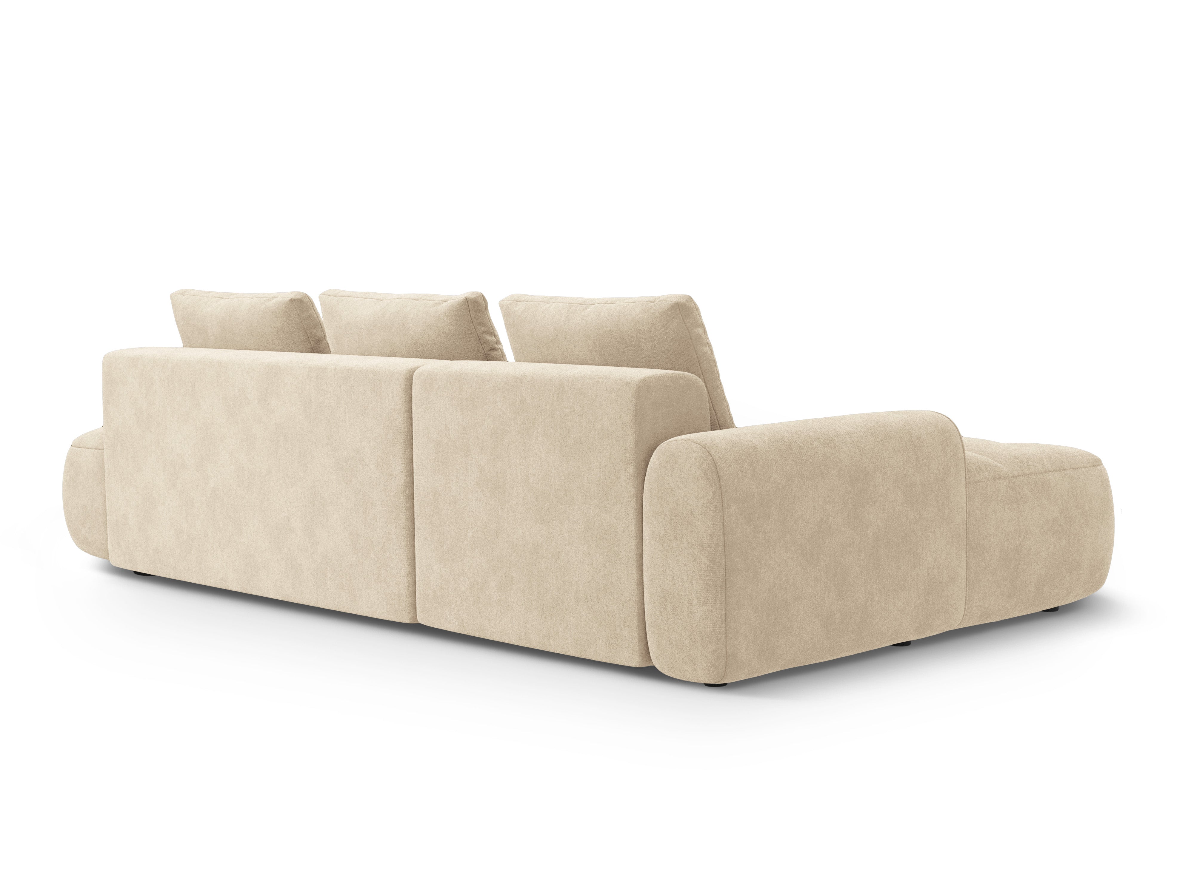 Samt-Ecksofa links mit Schlaffunktion für 3 Personen LINZ hellbeige