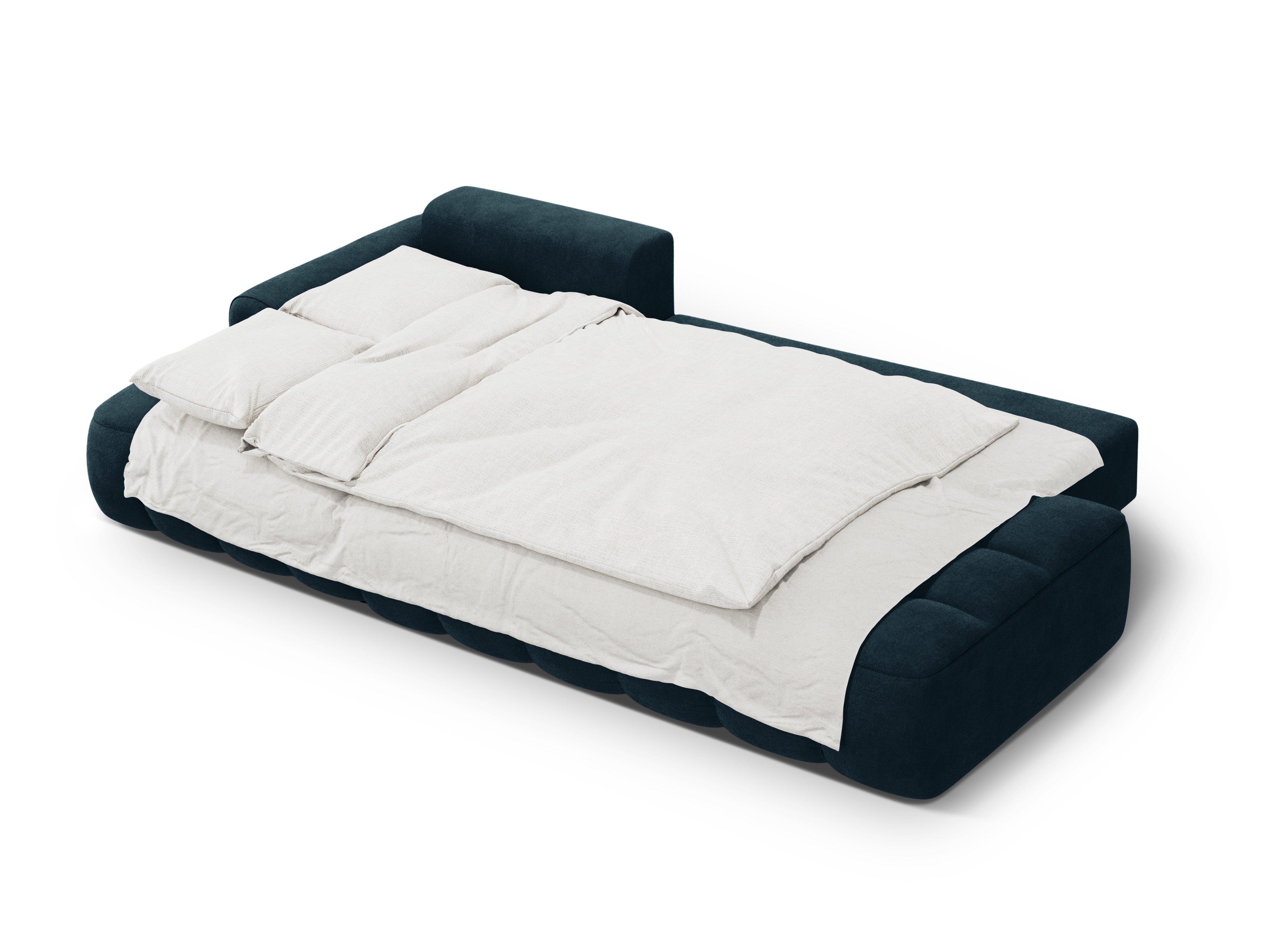 Fluwelen hoekbank links met slaapfunctie voor 3 personen LINZ petrol