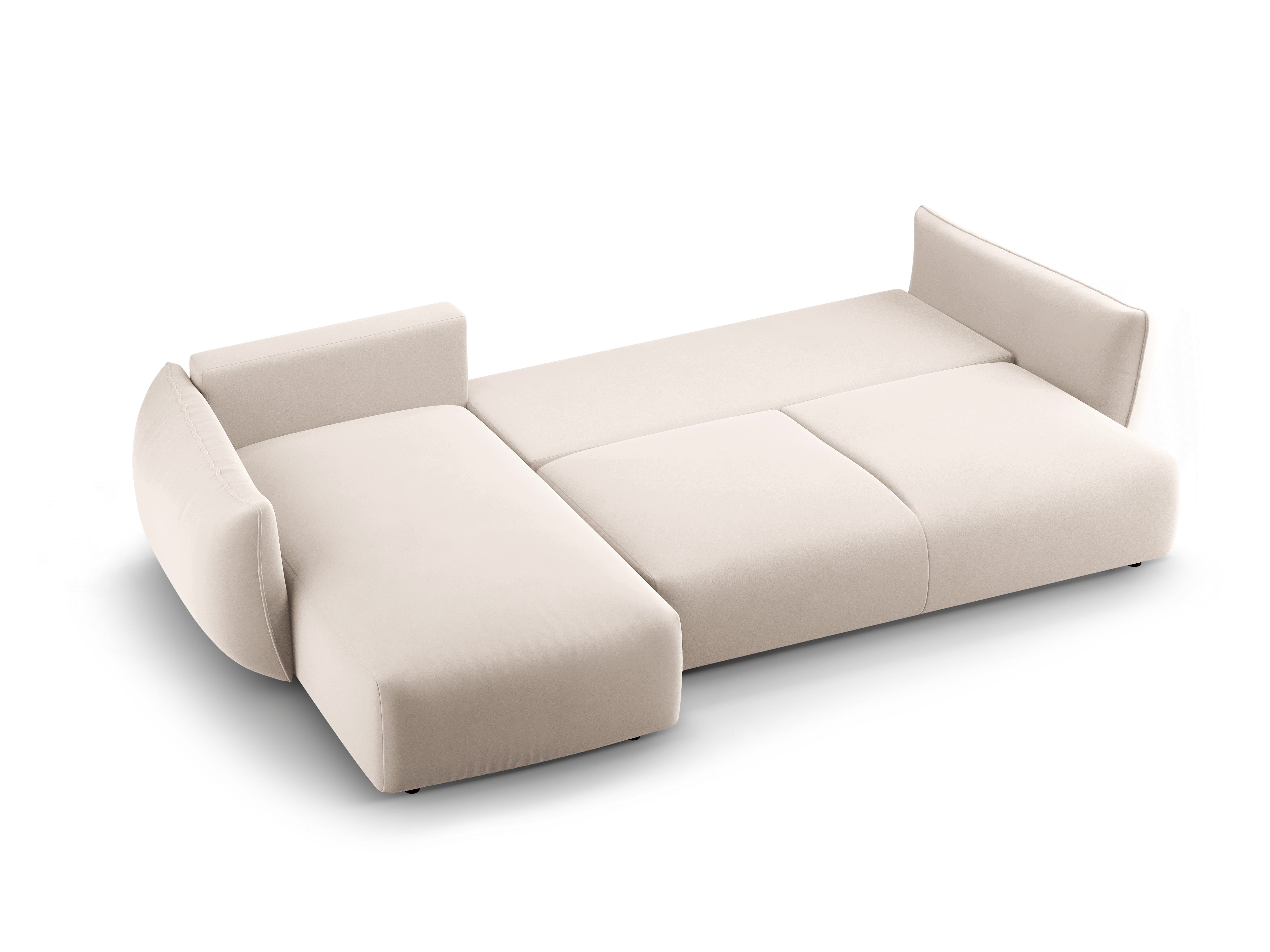Left-facing velvet corner sofa with sleeping function MATERA beige