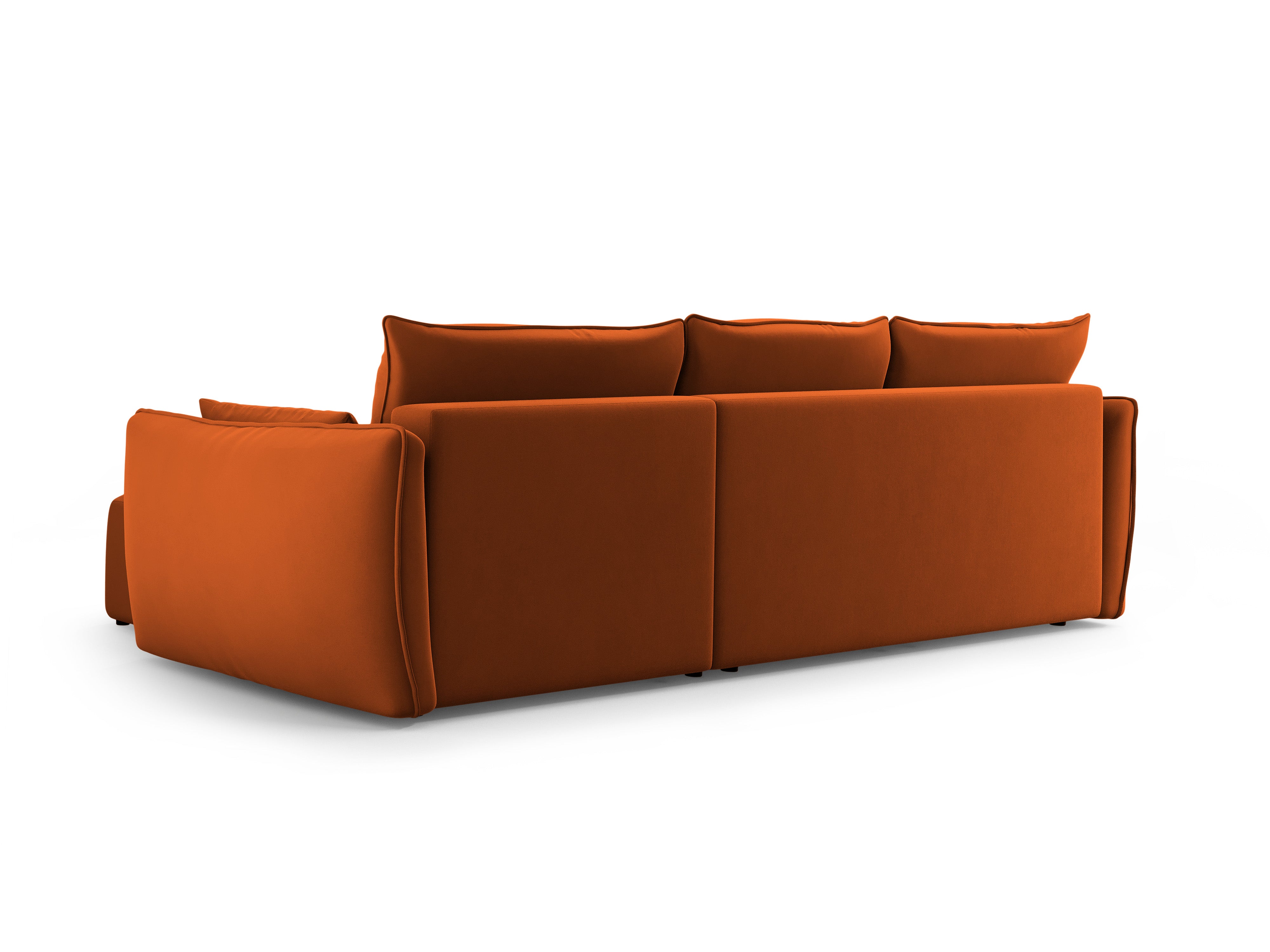 Velours hoekbank links met slaapfunctie MATERA baksteen