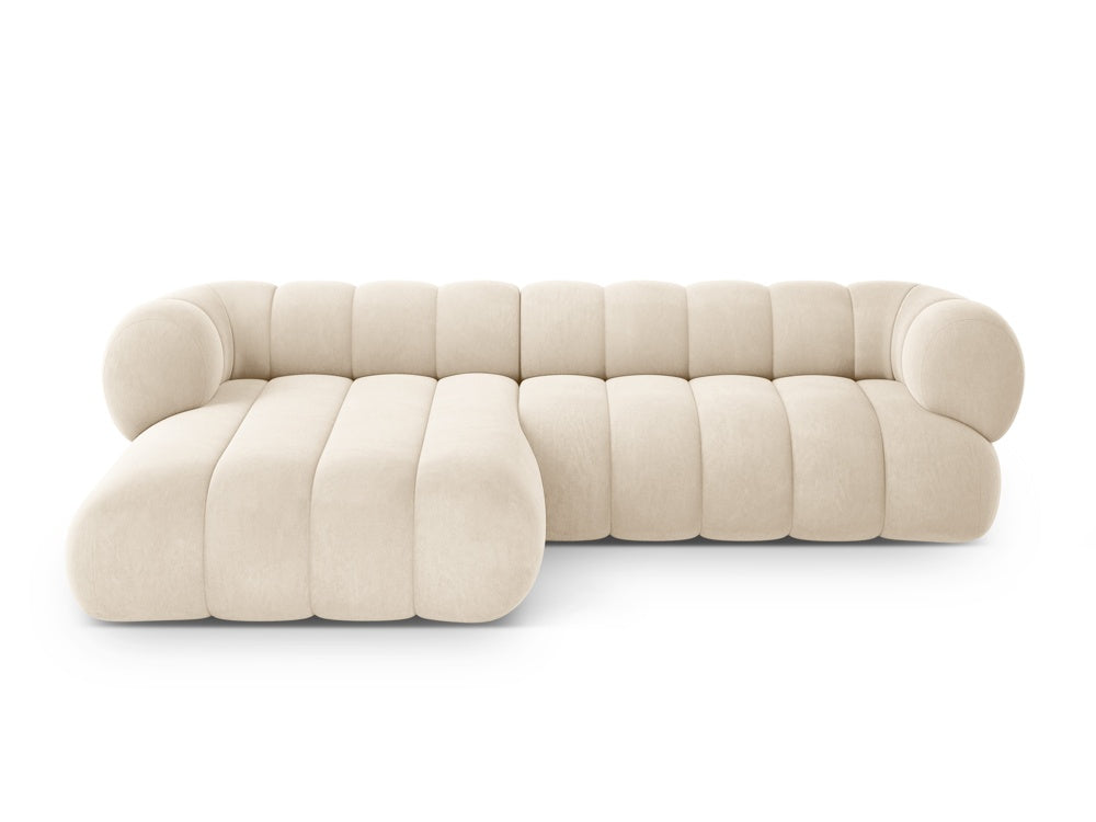 Samt-Ecksofa für 5 Personen links KOGE beige