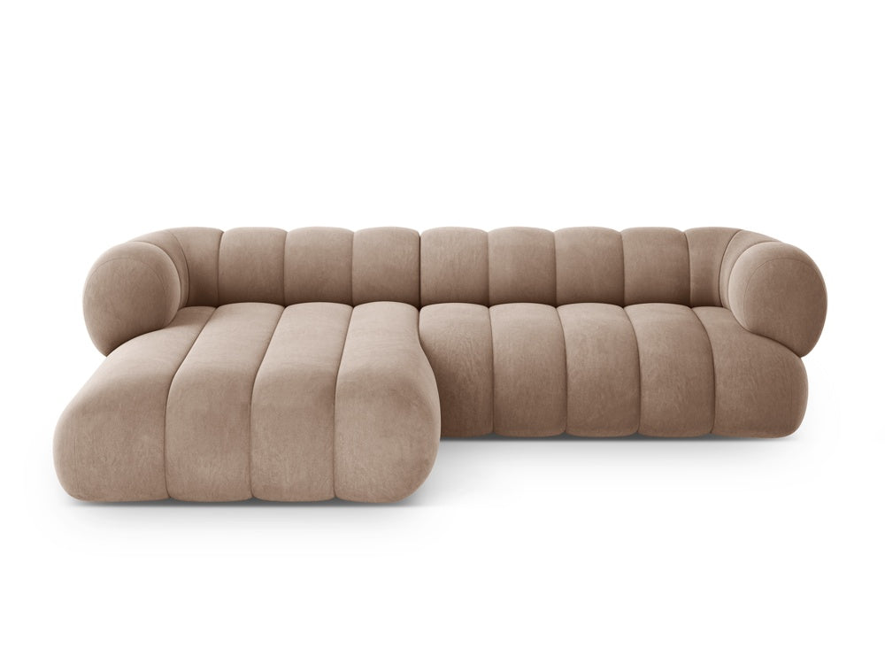 Samt-Ecksofa für 5 Personen links KOGE dunkelbeige