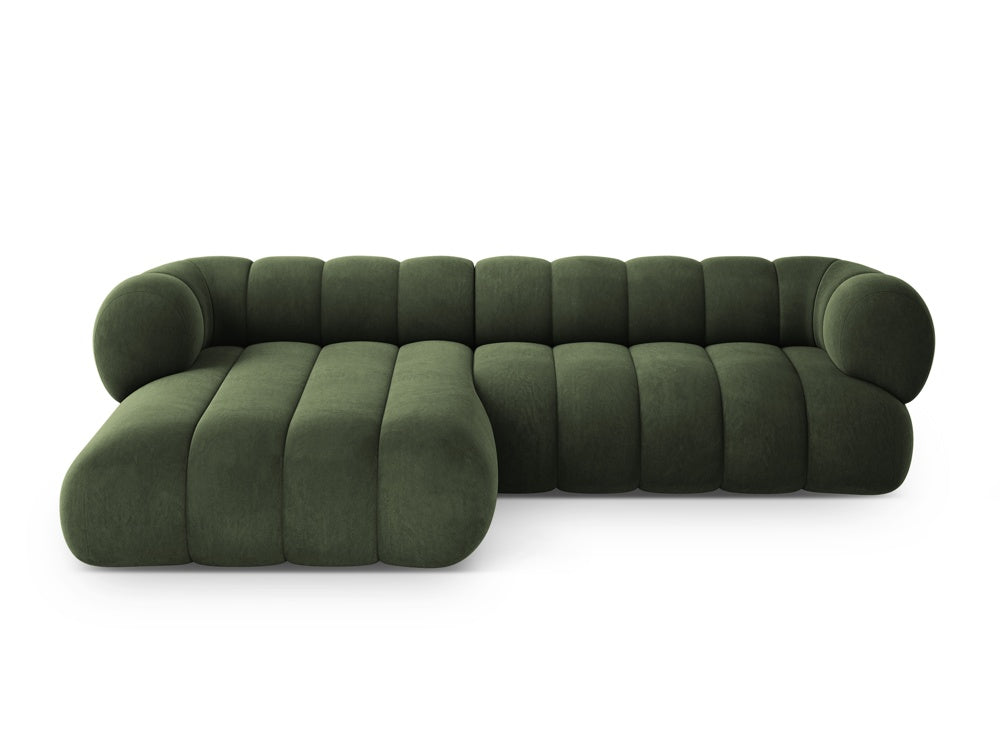 Green left-sided velvet corner sofa for 5 people KOGE