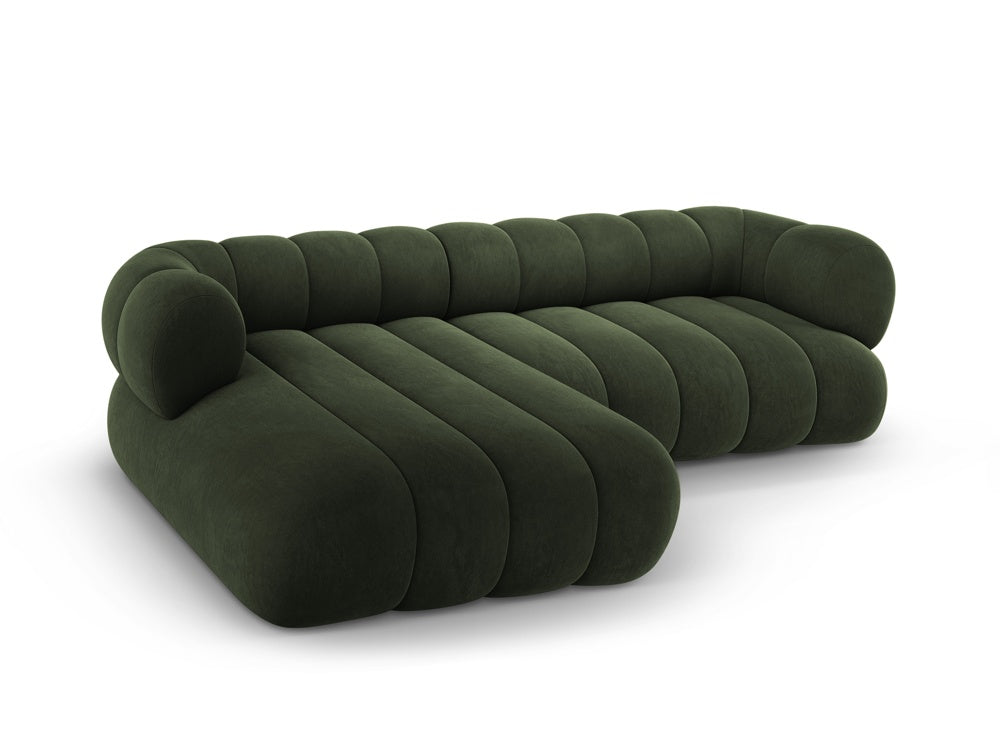 Green left-sided velvet corner sofa for 5 people KOGE