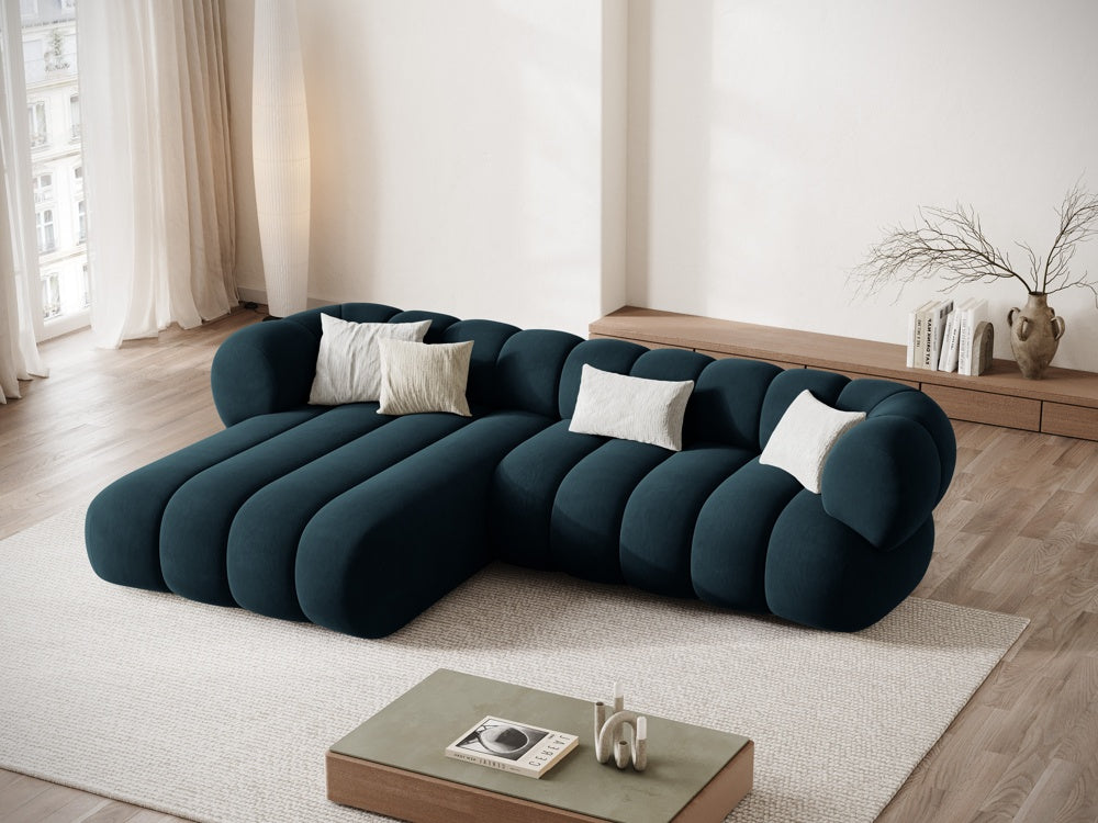Velvet corner sofa for 5 people, left-sided KOGE petrol