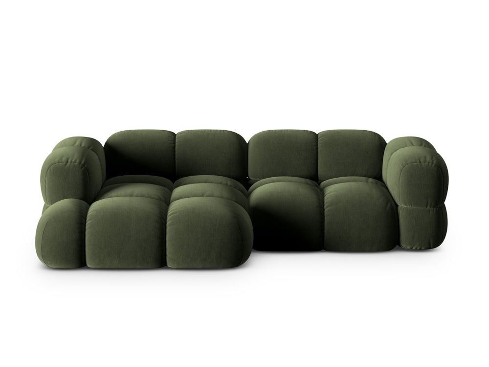 Left-facing 3-seater velvet corner sofa LORETTO green