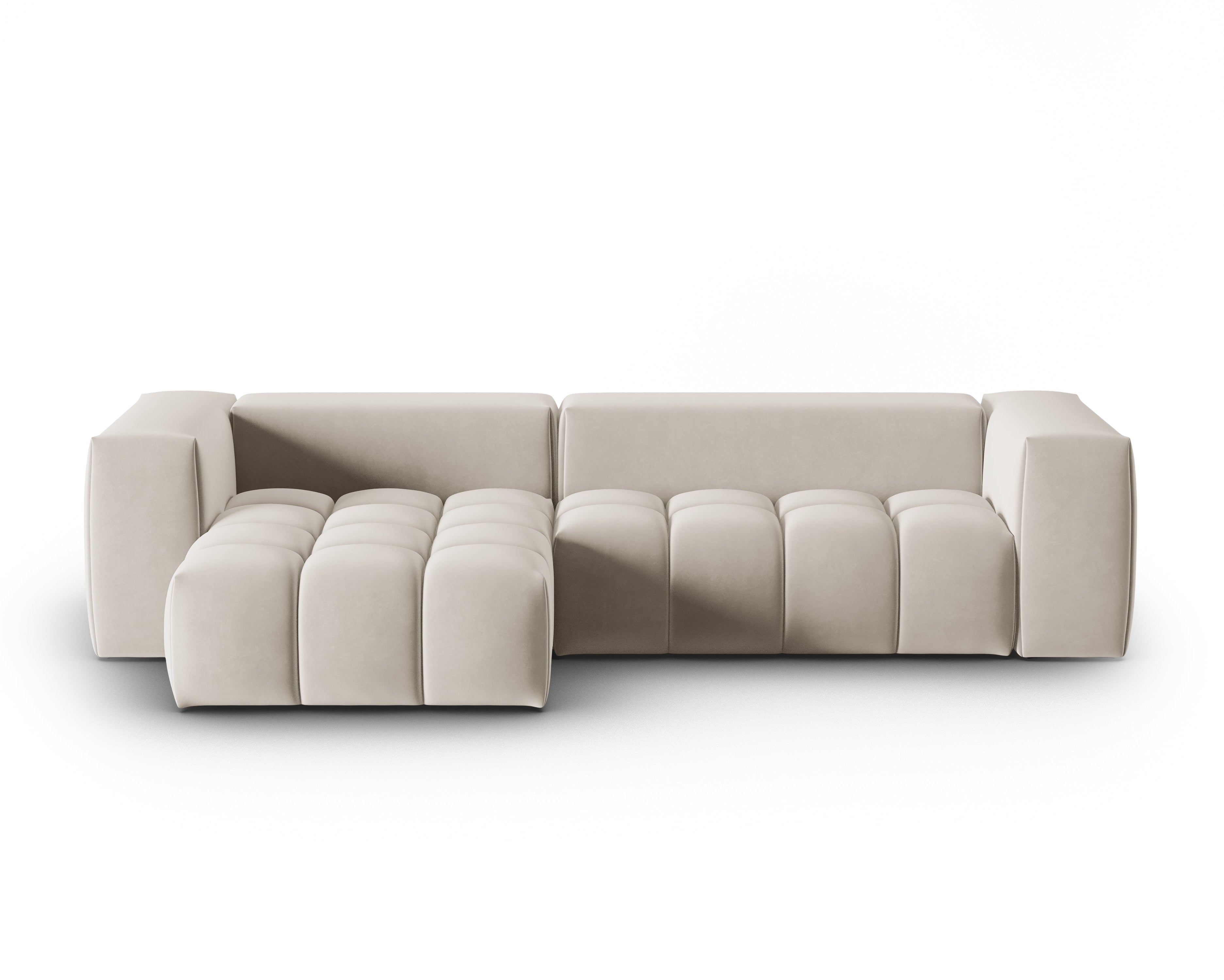 Narożnik aksamitny 3-osobowy lewostronny VERONA ecru – Cosmopolitan Design