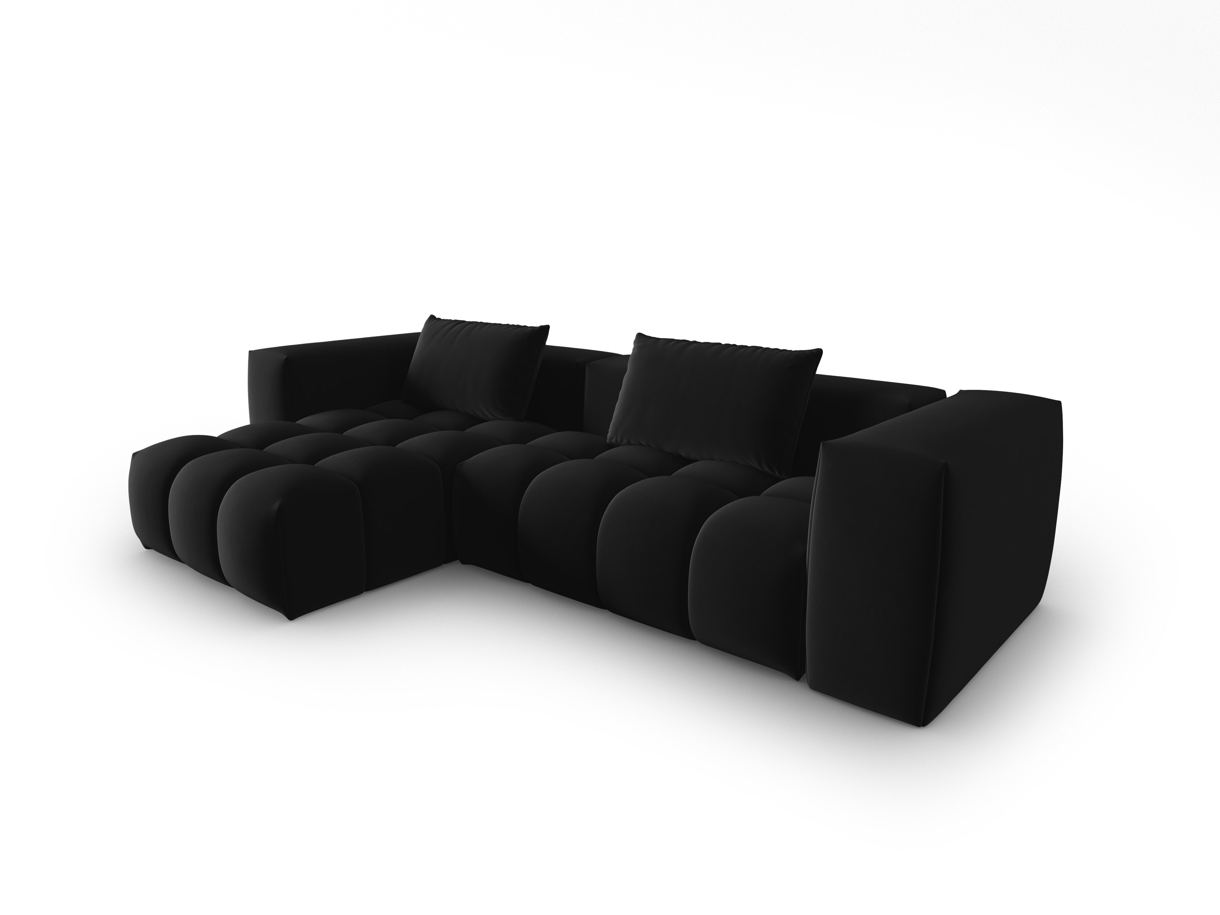 Narożnik aksamitny 3-osobowy lewostronny VERONA czarny – Cosmopolitan Design