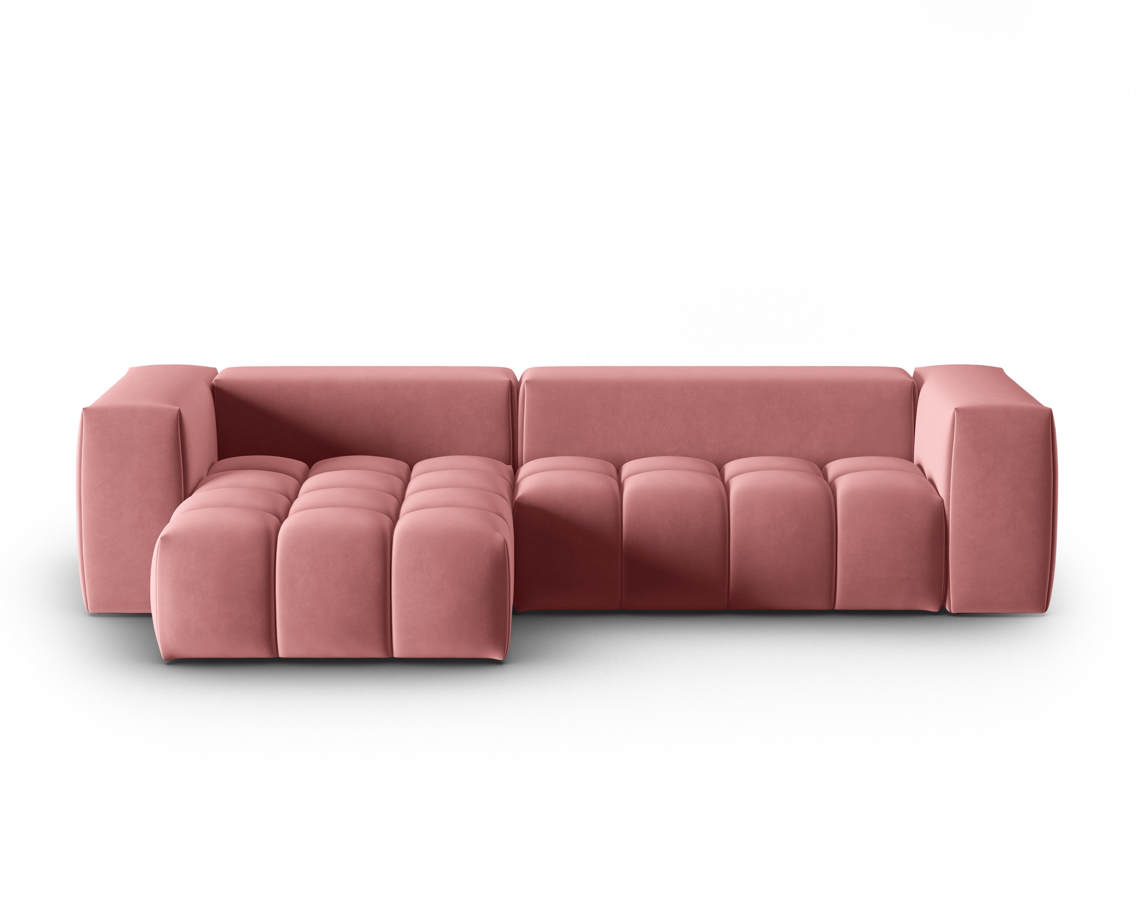 Narożnik aksamitny 3-osobowy lewostronny VERONA różowy flamingo – Cosmopolitan Design
