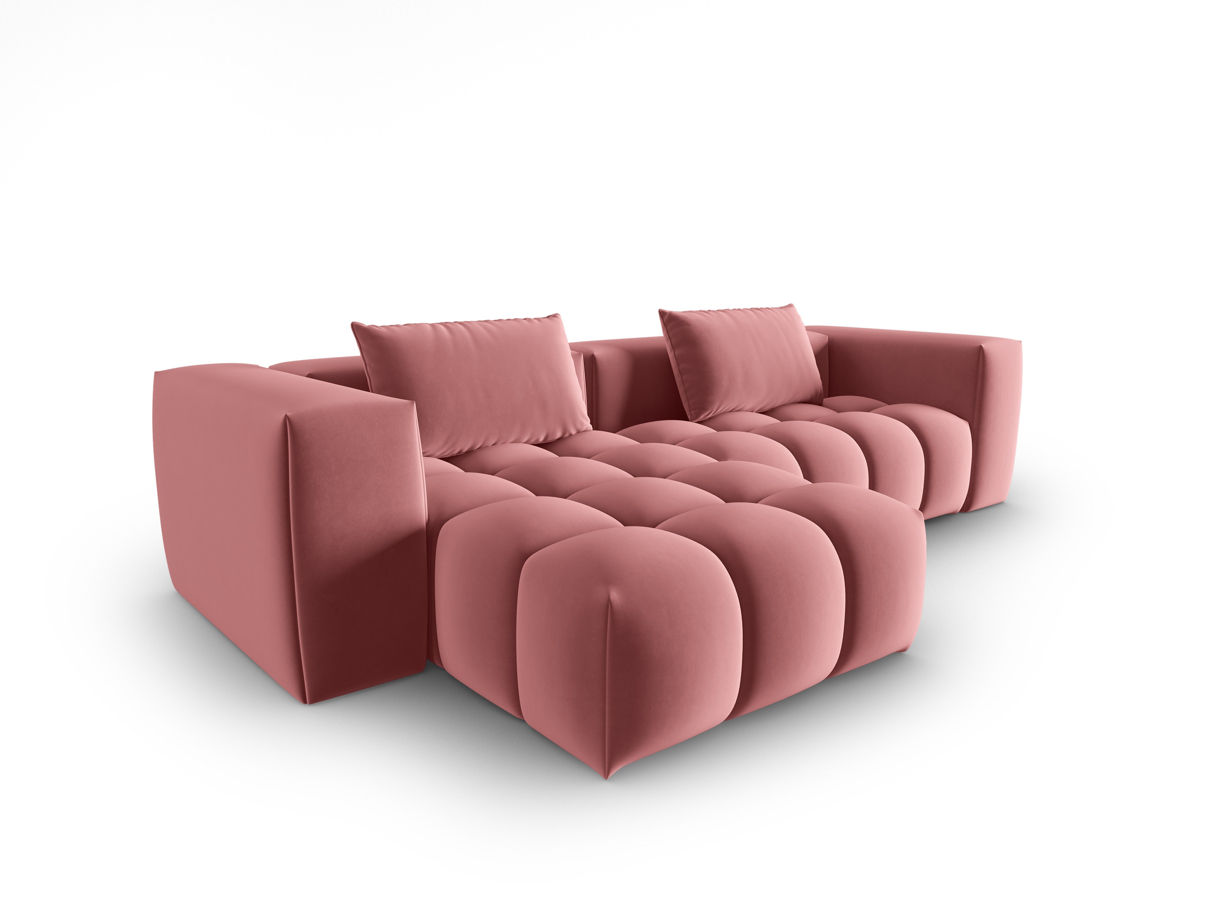 Narożnik aksamitny 3-osobowy lewostronny VERONA różowy flamingo – Cosmopolitan Design