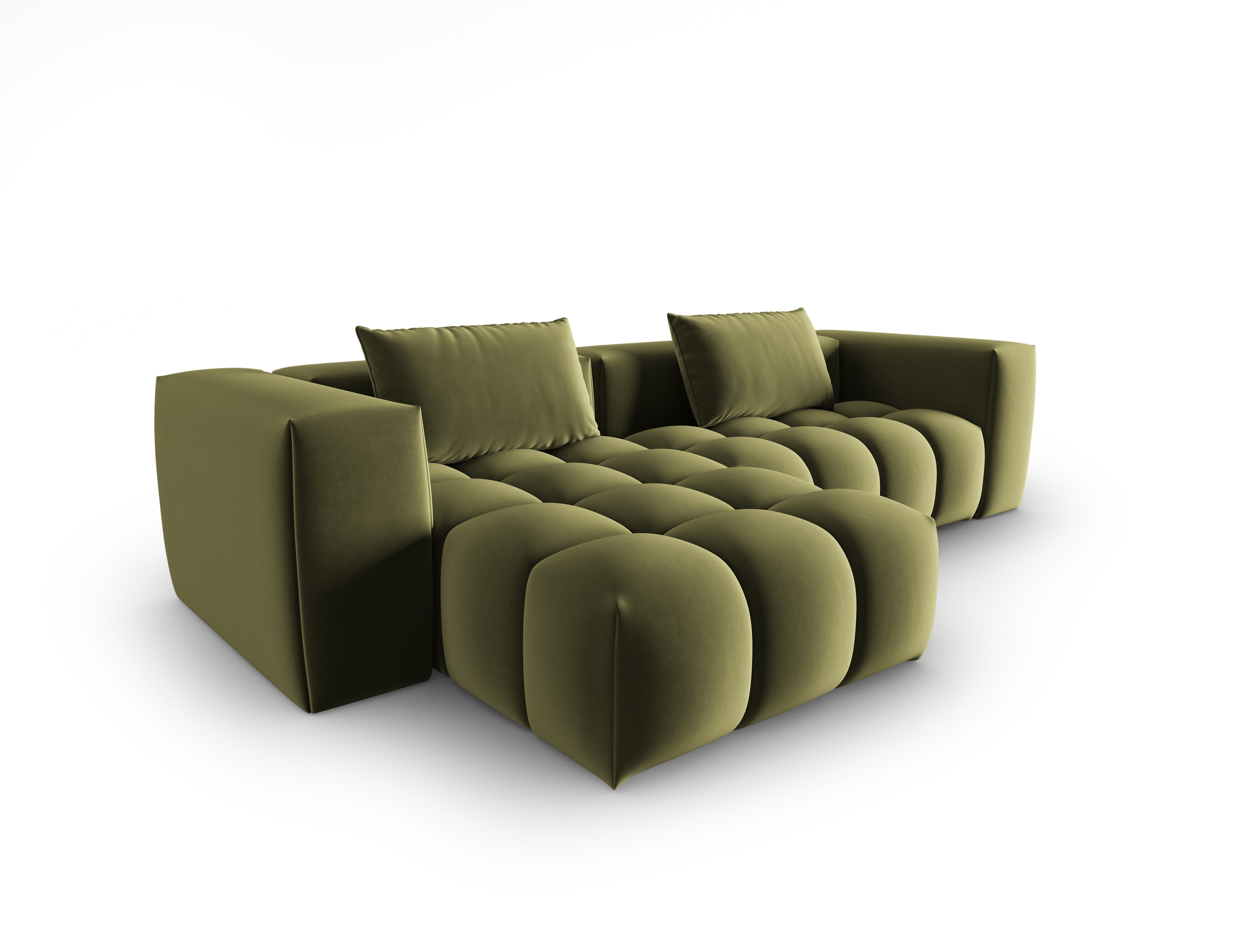 Narożnik aksamitny 3-osobowy lewostronny VERONA jasny zielony – Cosmopolitan Design
