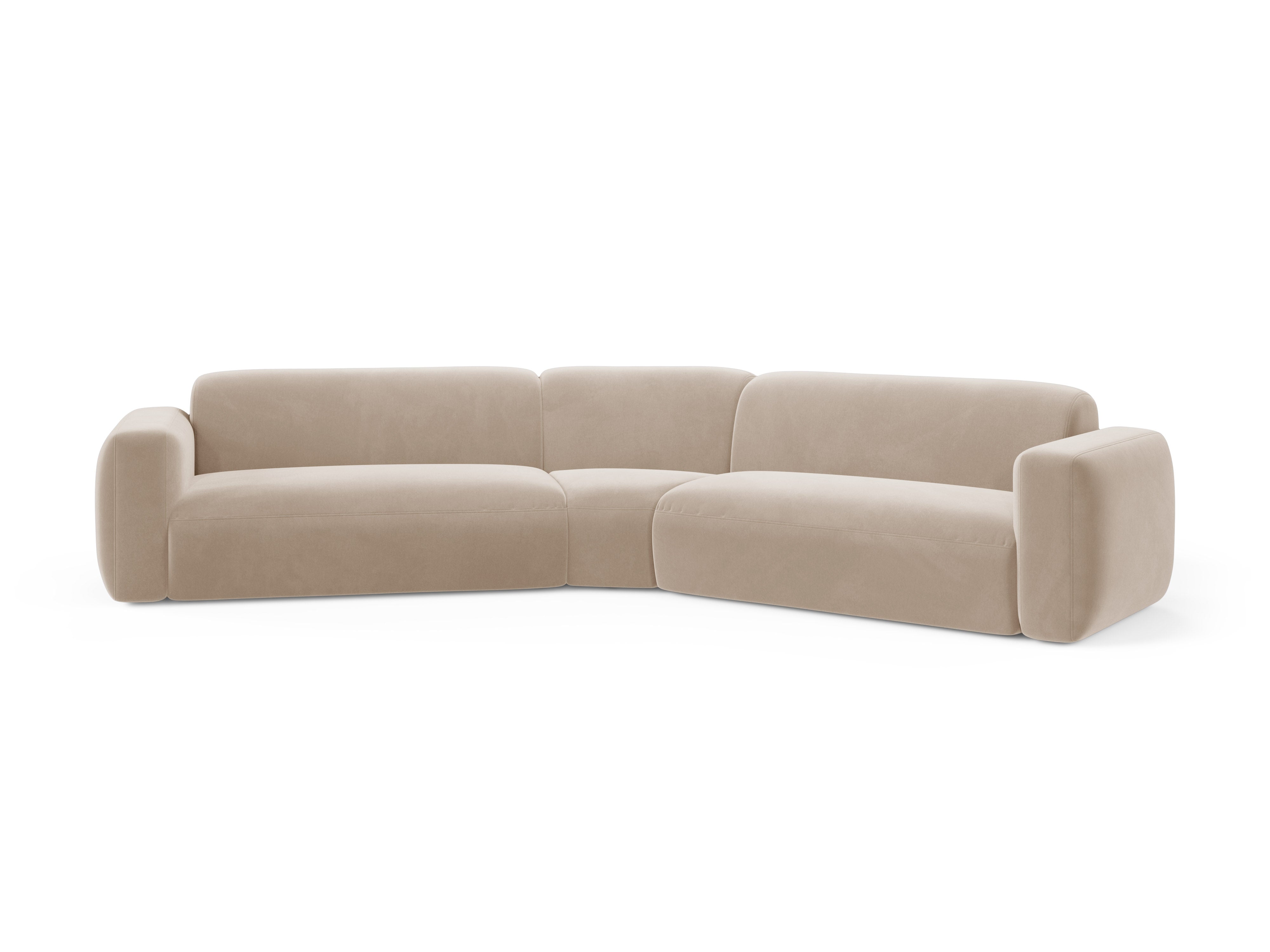 Symmetrische fluwelen hoekbank STRINO beige