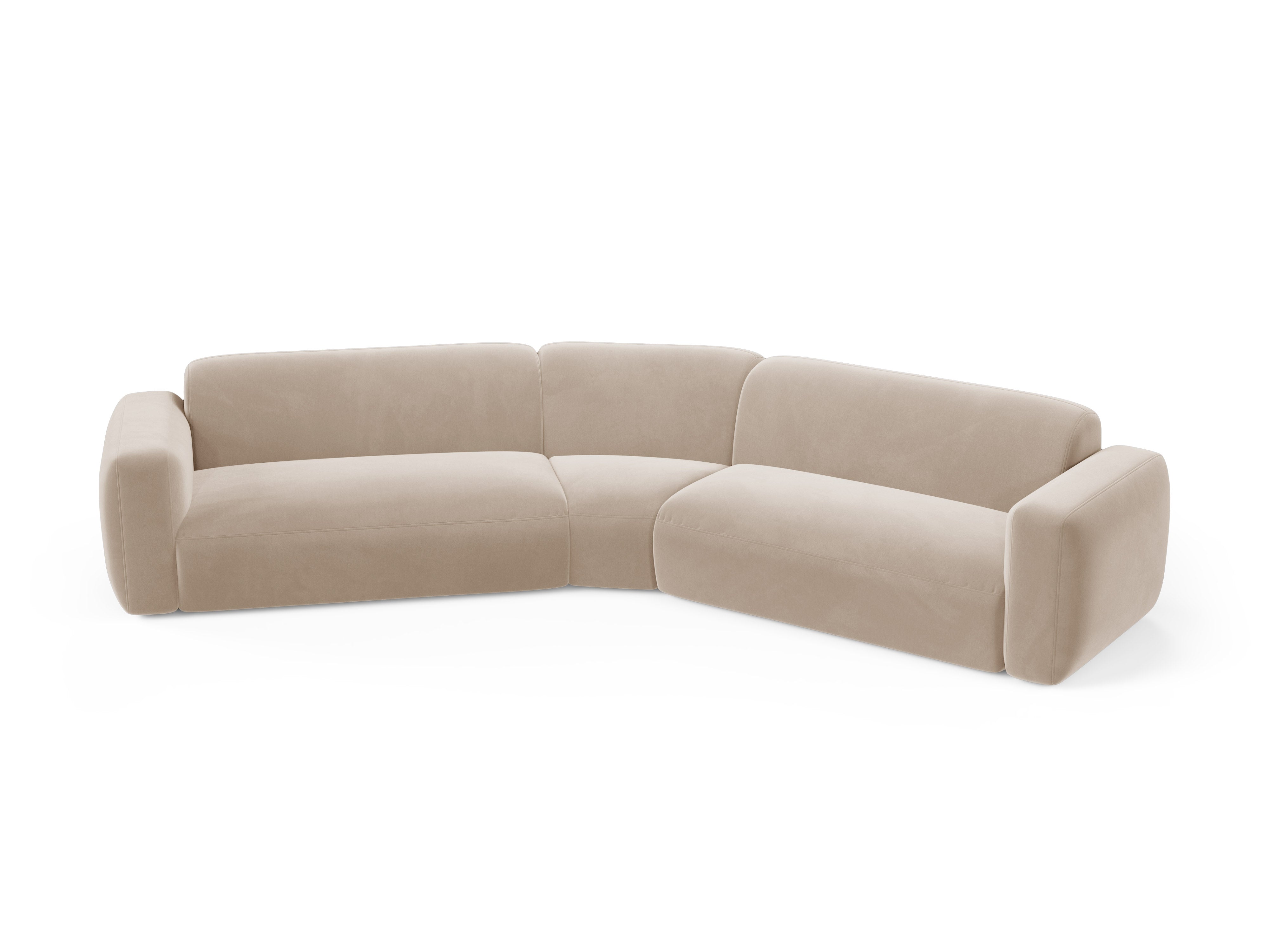 Symmetrische fluwelen hoekbank STRINO beige
