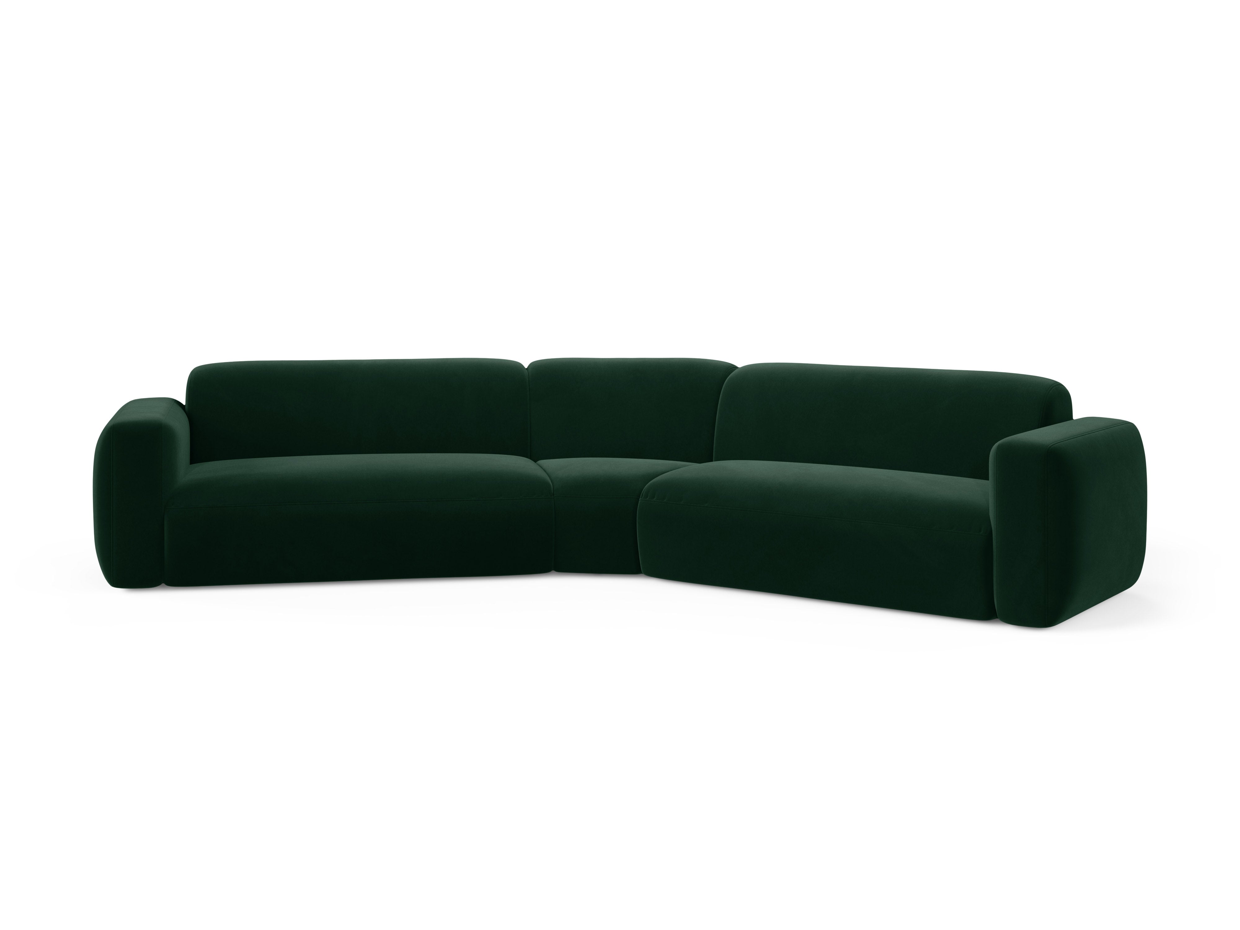 Symmetrical Velvet Corner Sofa STRINO Bottle Green