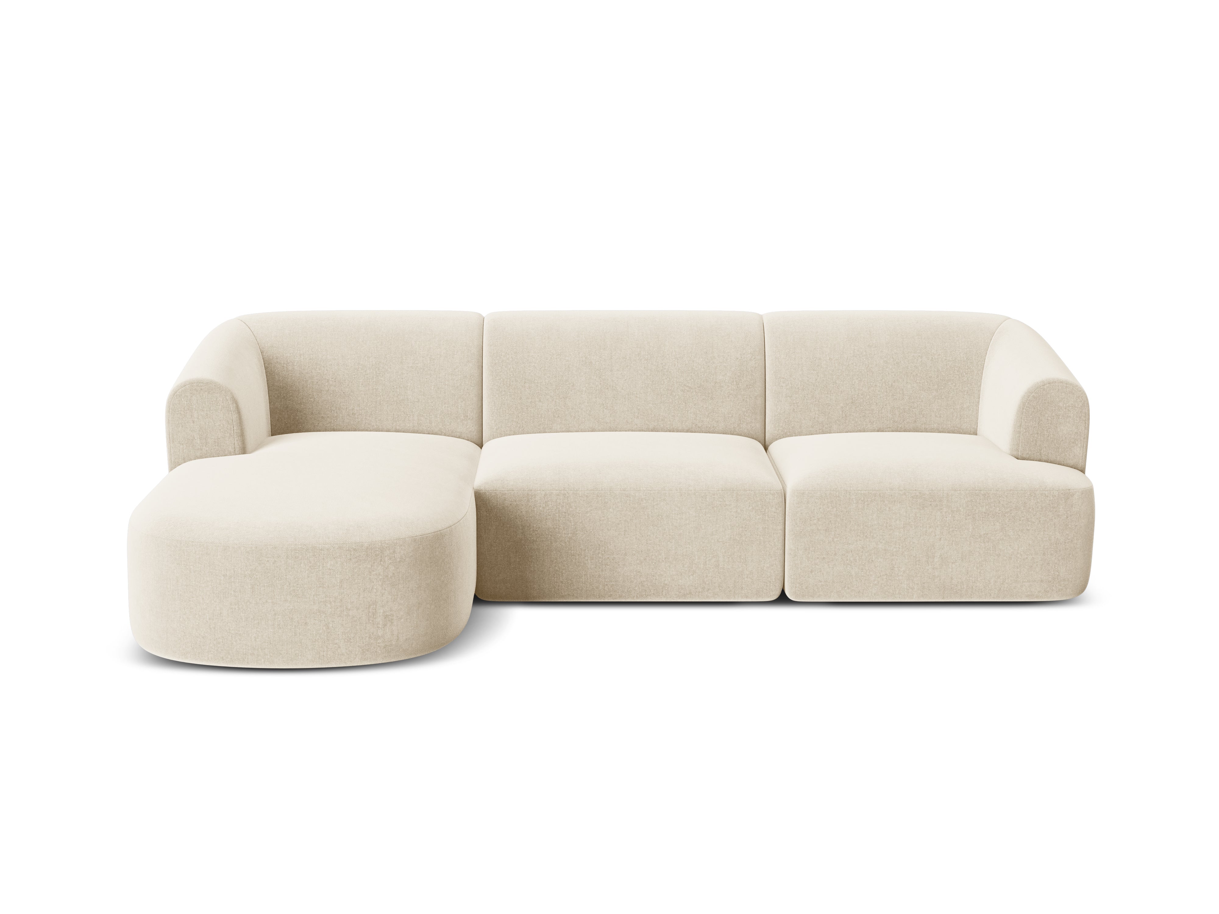 Samt-Ecksofa linksseitig für 4 Personen CAMPI hellbeige