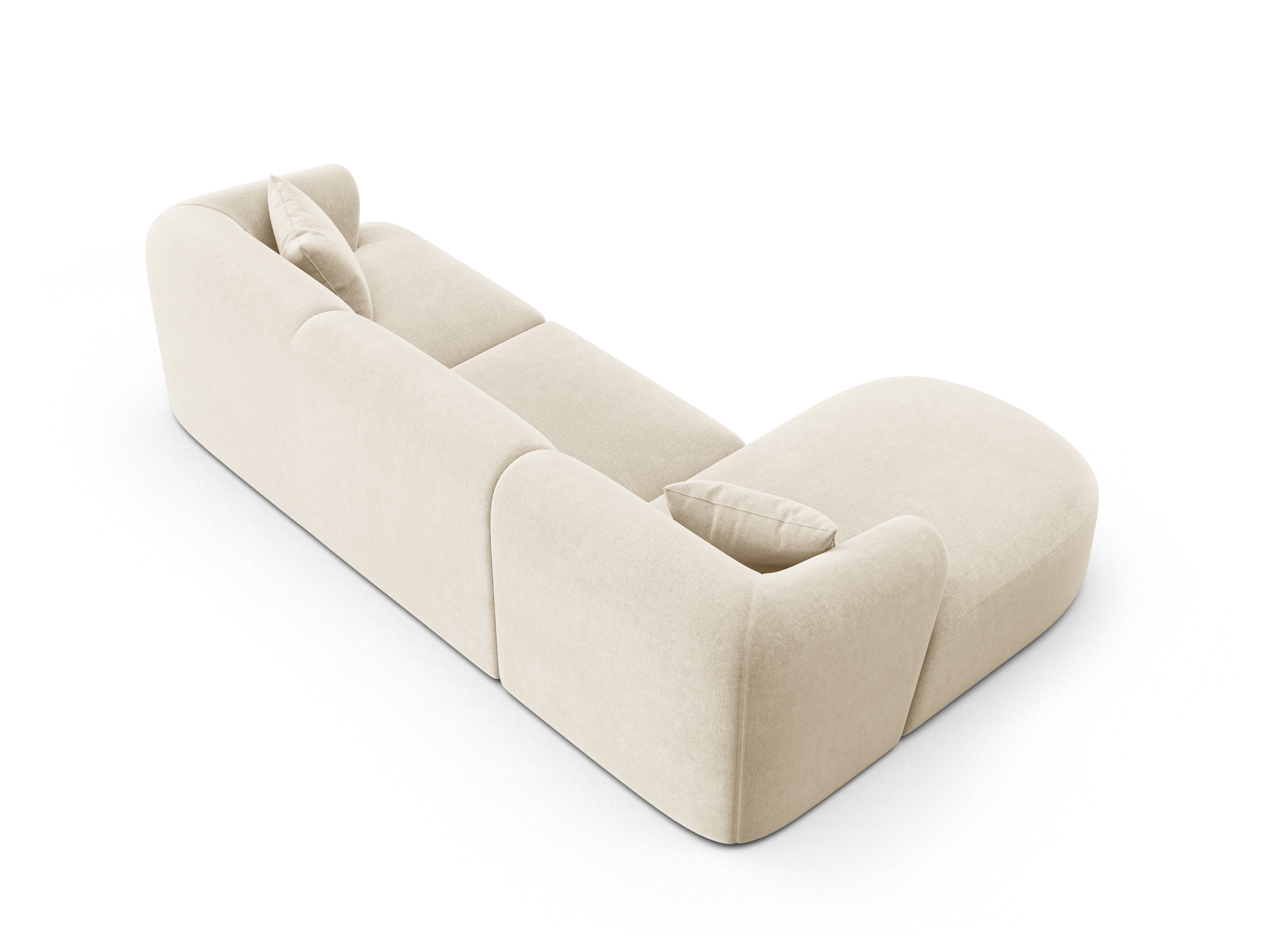 Samt-Ecksofa linksseitig für 4 Personen CAMPI hellbeige