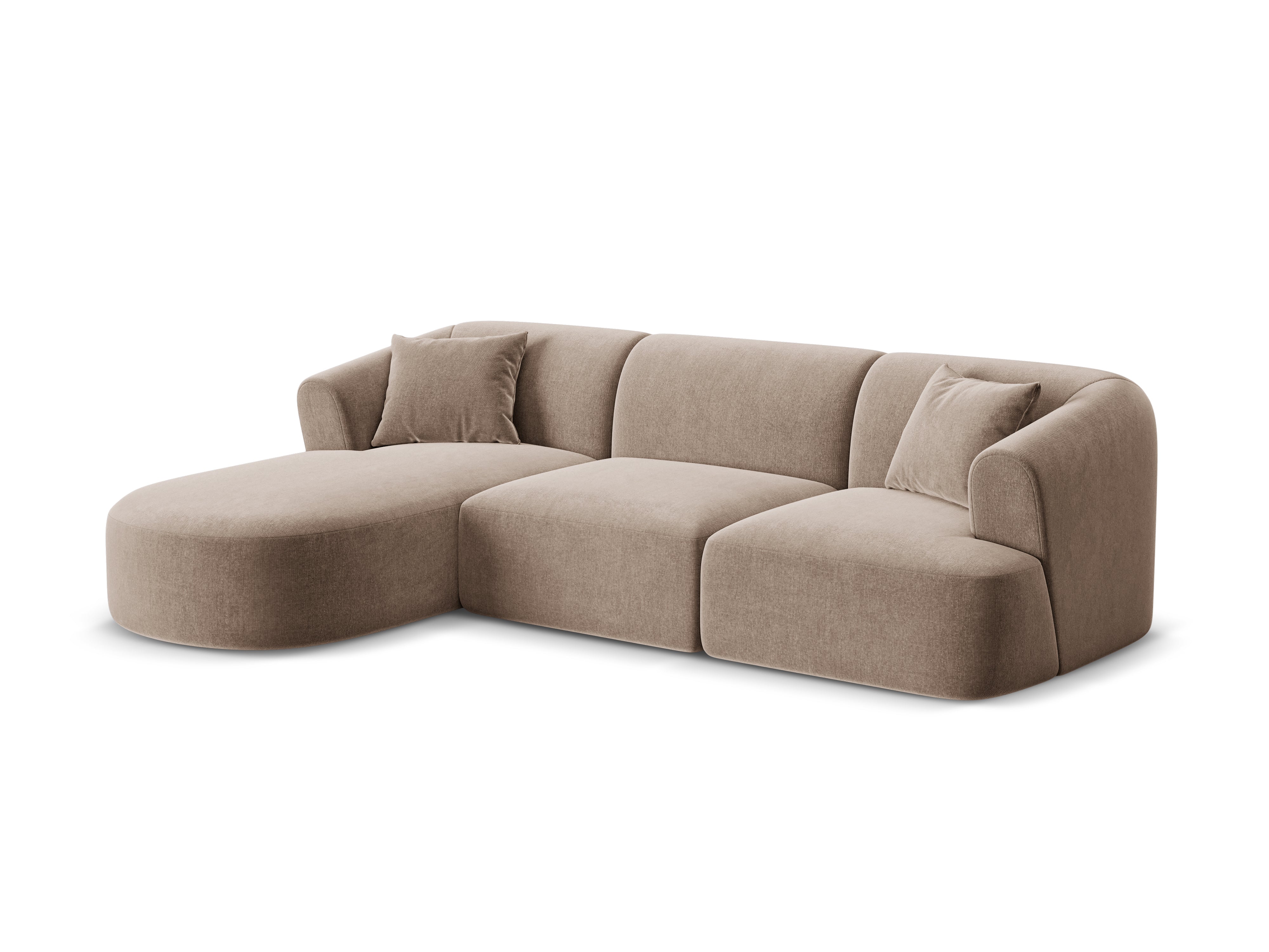 Samt-Ecksofa linksseitig für 4 Personen CAMPI dunkelbeige