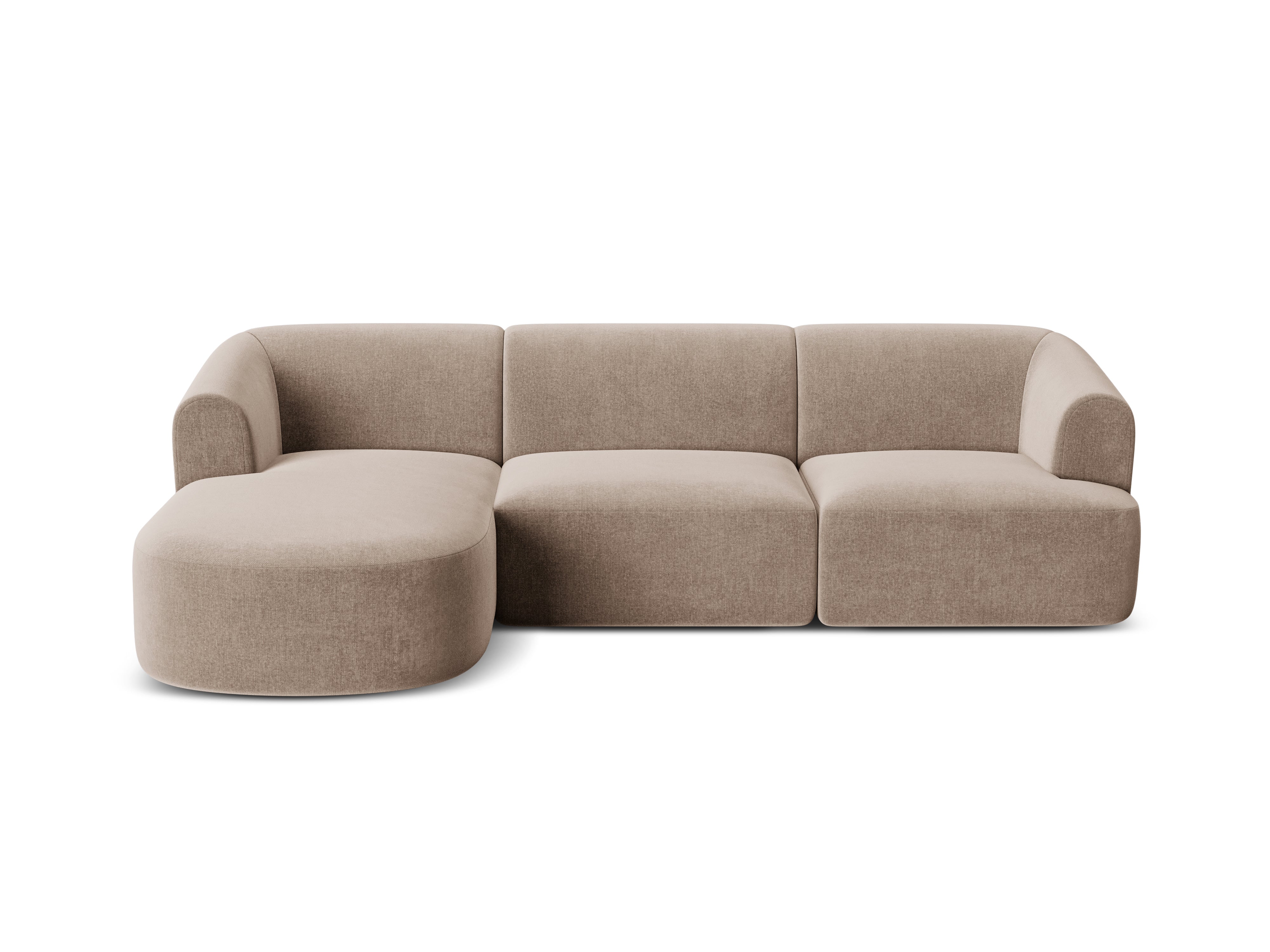 Samt-Ecksofa linksseitig für 4 Personen CAMPI dunkelbeige