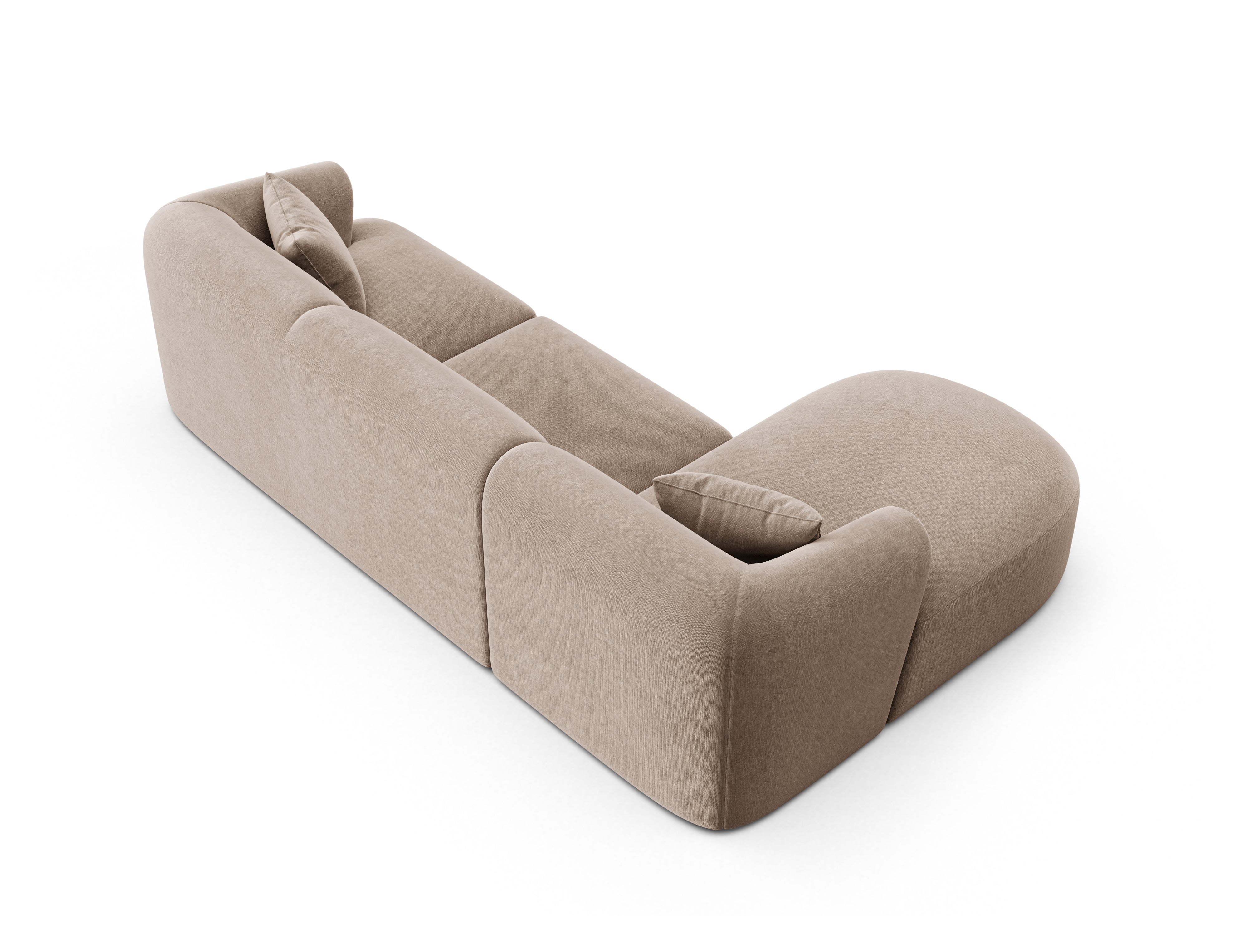 Samt-Ecksofa linksseitig für 4 Personen CAMPI dunkelbeige