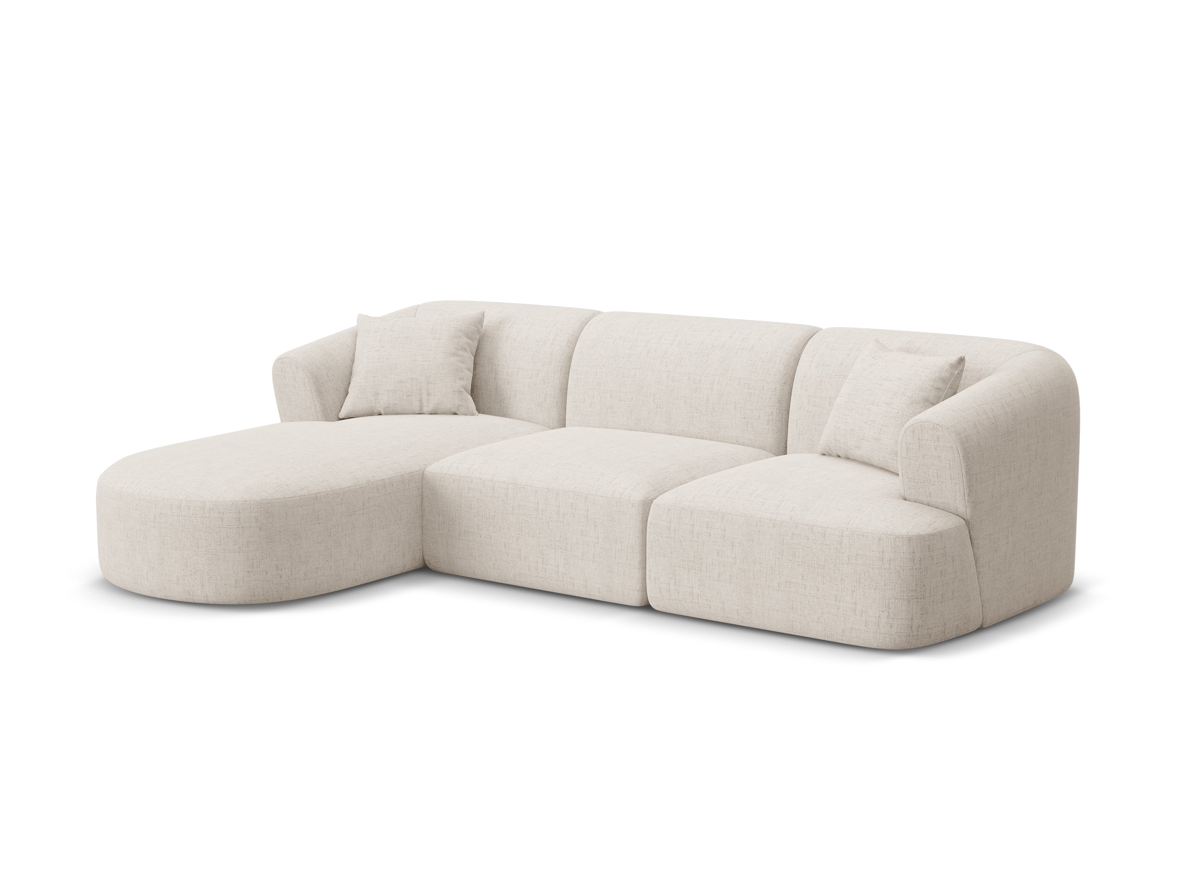 Left-sided 4-seater corner sofa CAMPI cream chenille