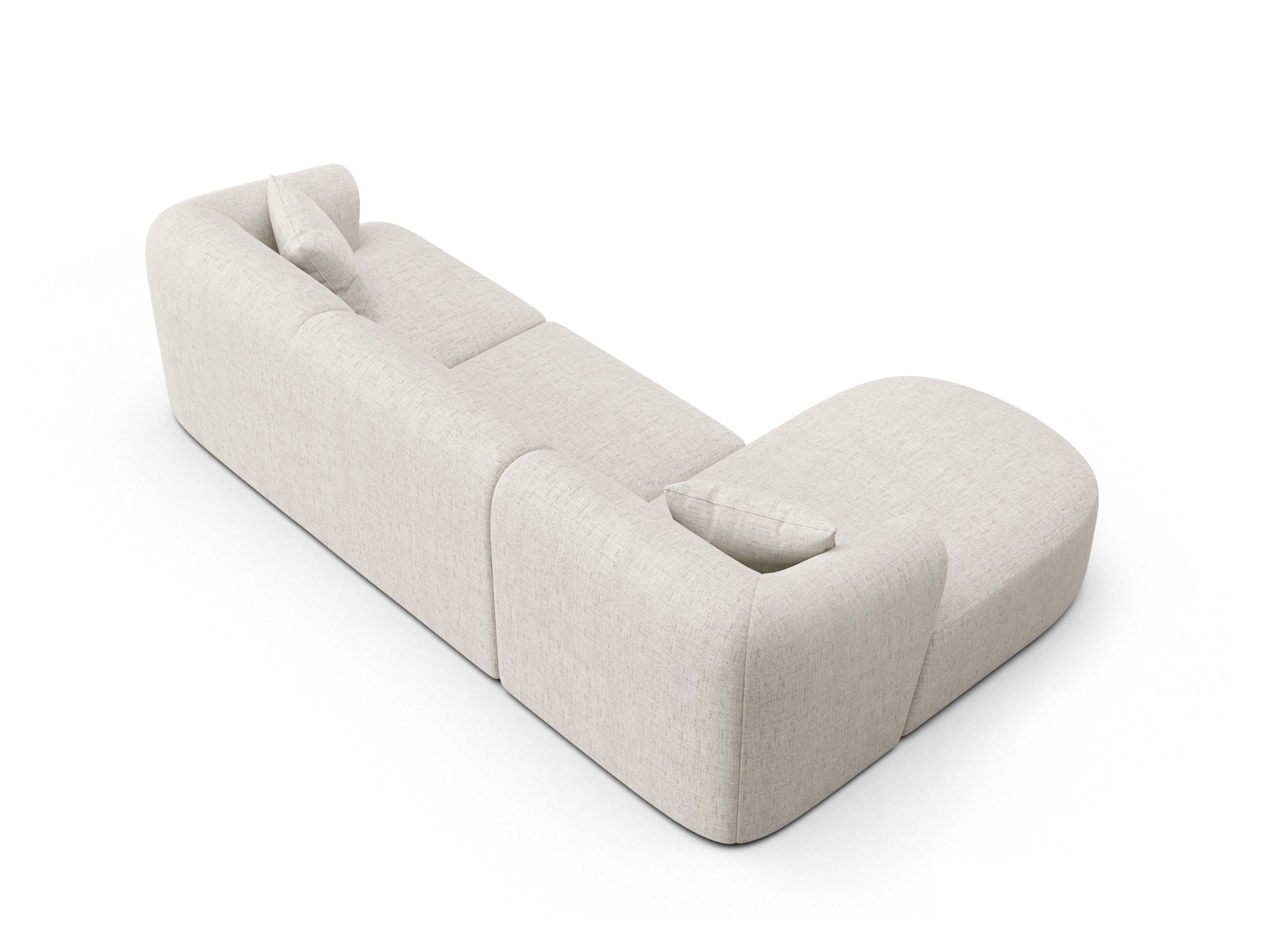 Left-sided 4-seater corner sofa CAMPI cream chenille