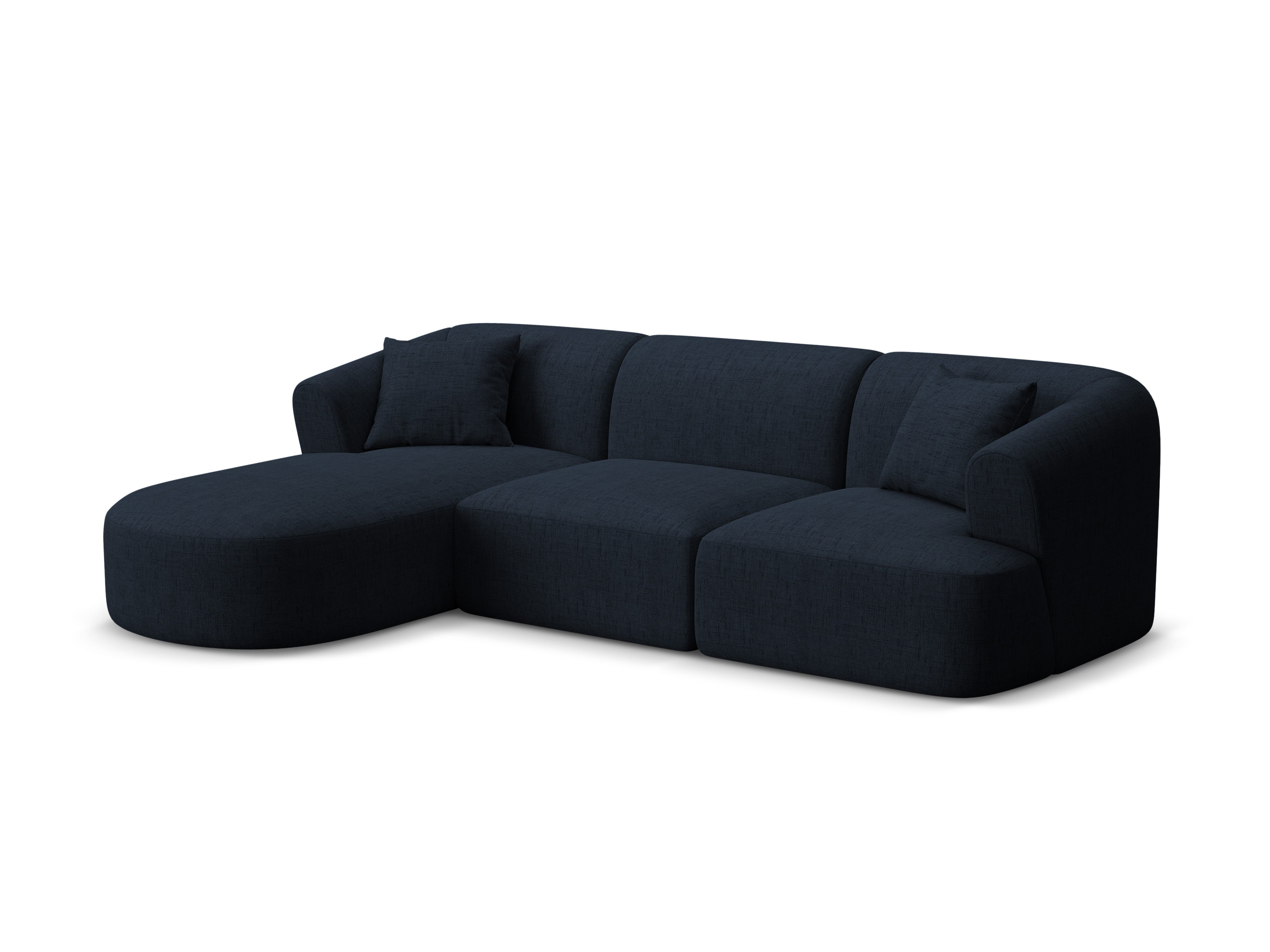 Left-sided 4-seater sofa CAMPI blue chenille