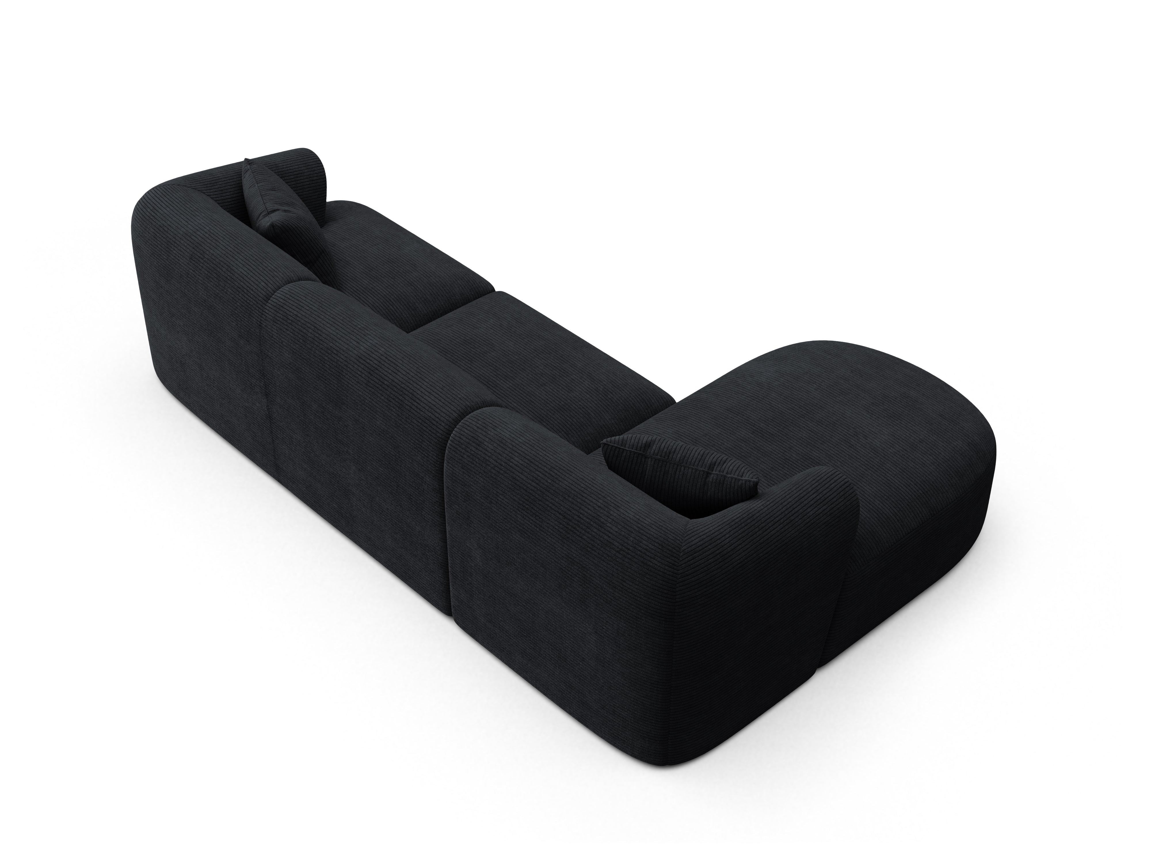 Left-sided 4-seater sofa CAMPI black corduroy