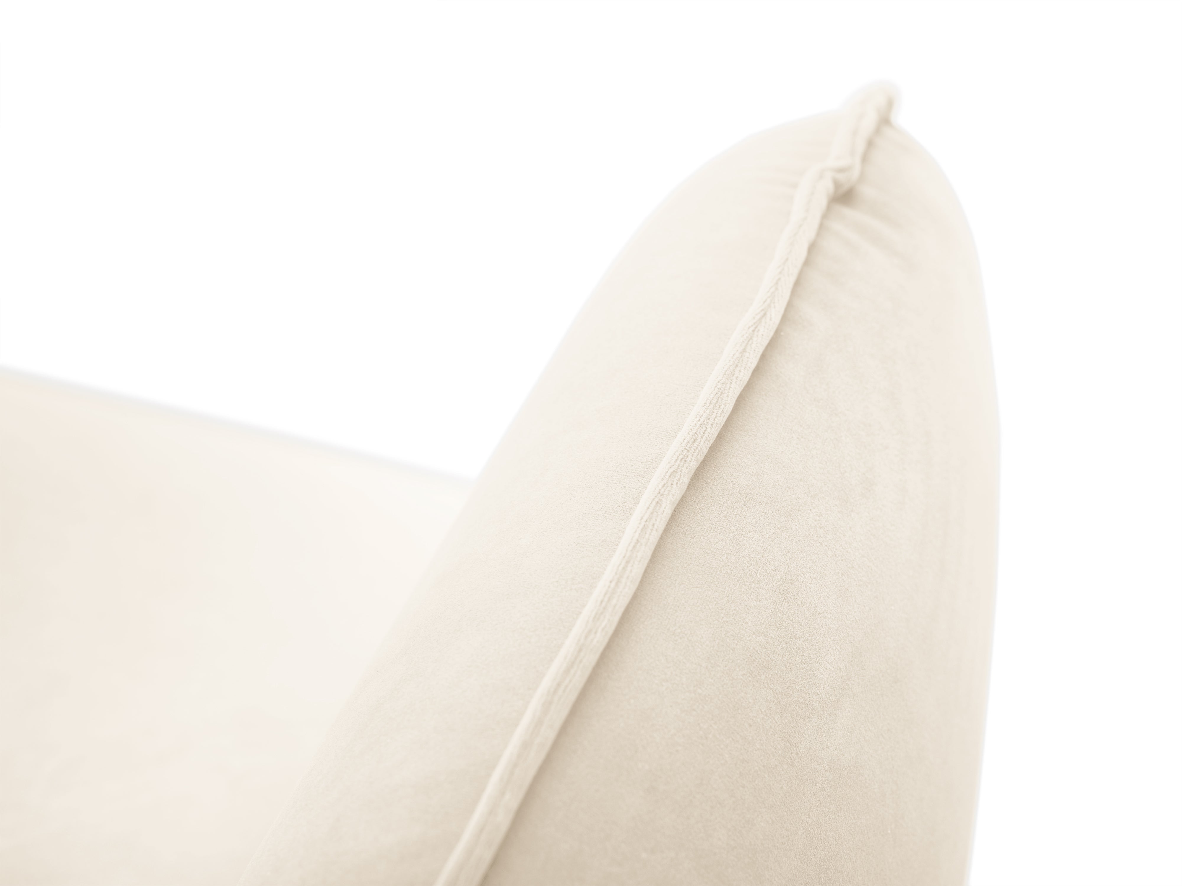 Beige 6-persoons linkszijdige fluwelen hoekbank VIENNA met zwarte basis