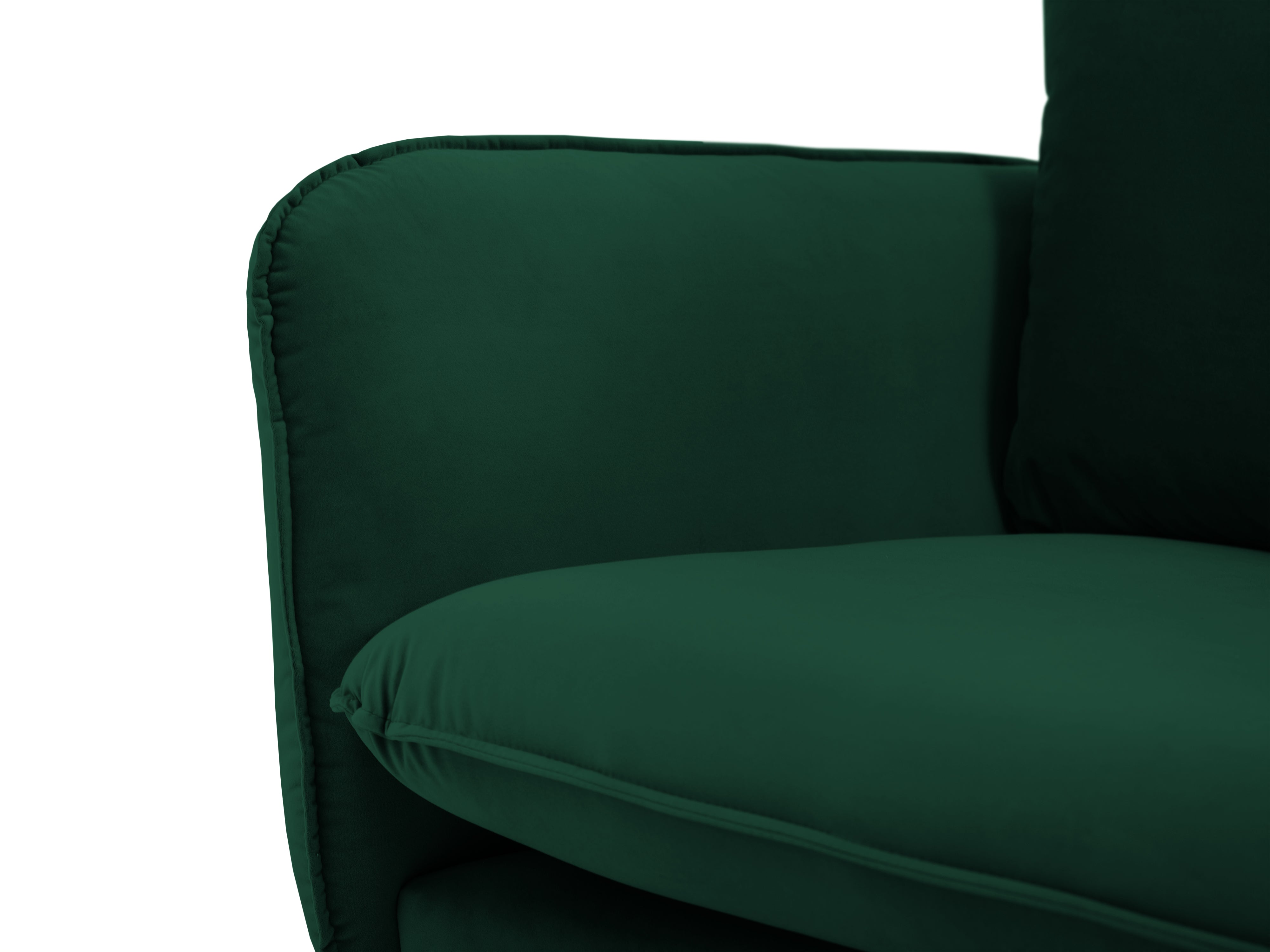 Samt-Ecksofa für 6 Personen links VIENNA in Flaschengrün mit schwarzem Gestell