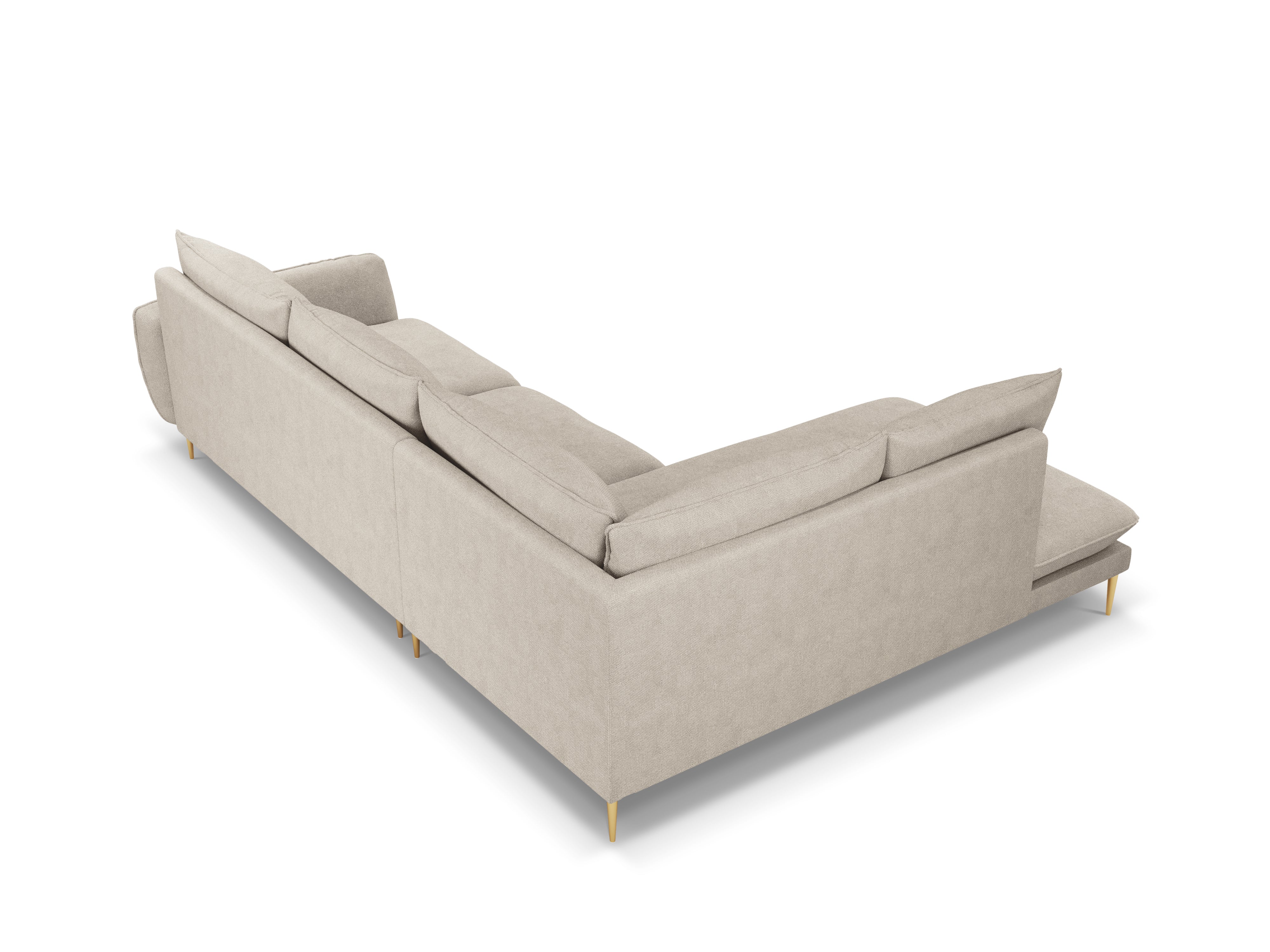 Ecksofa für 6 Personen links VIENNA hellbeige Chenille mit goldenem Fuß