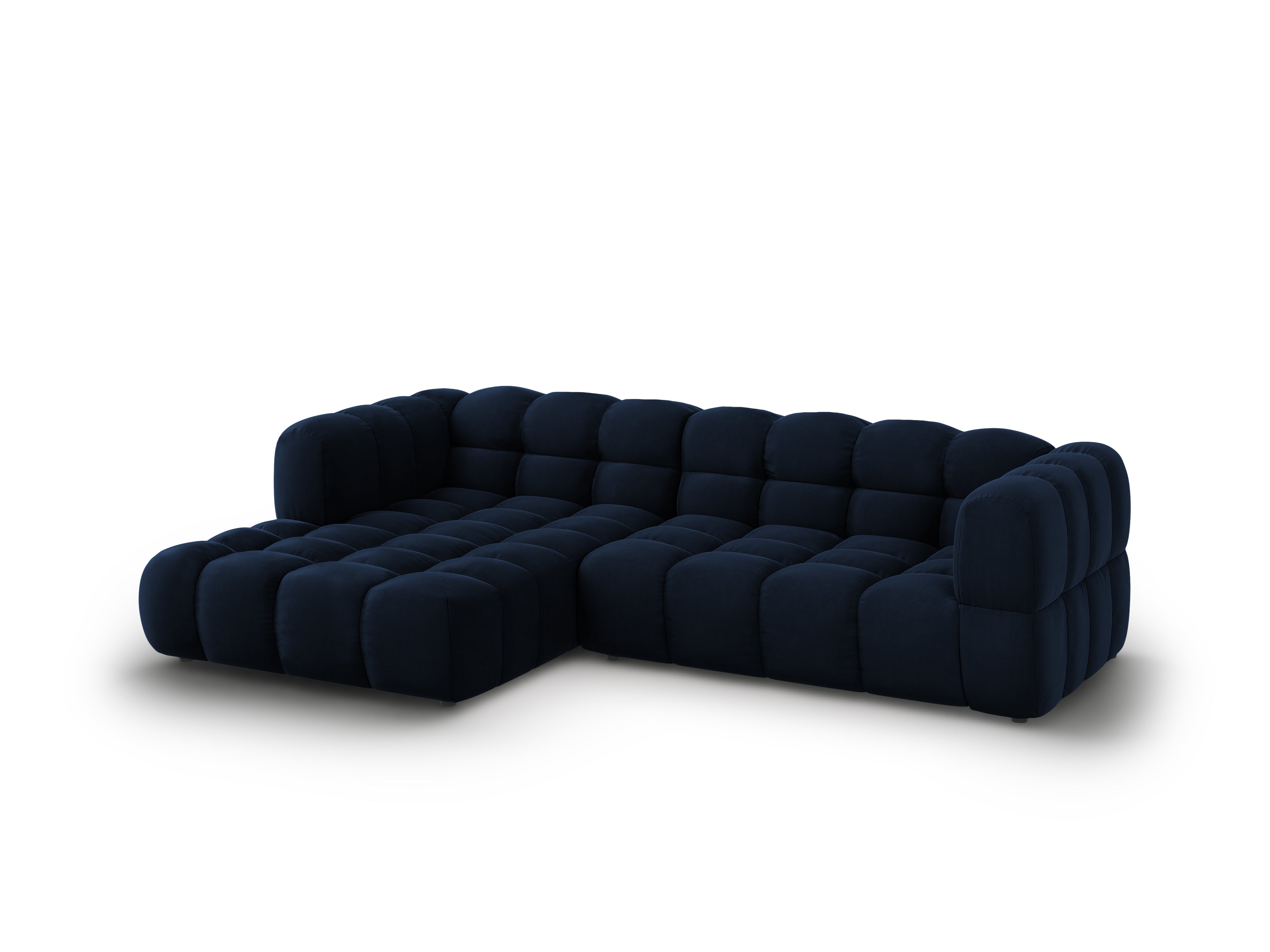 Narożnik aksamitny lewostronny 3,5-osobowy SKY granat królewski Cosmopolitan Design Eye on Design