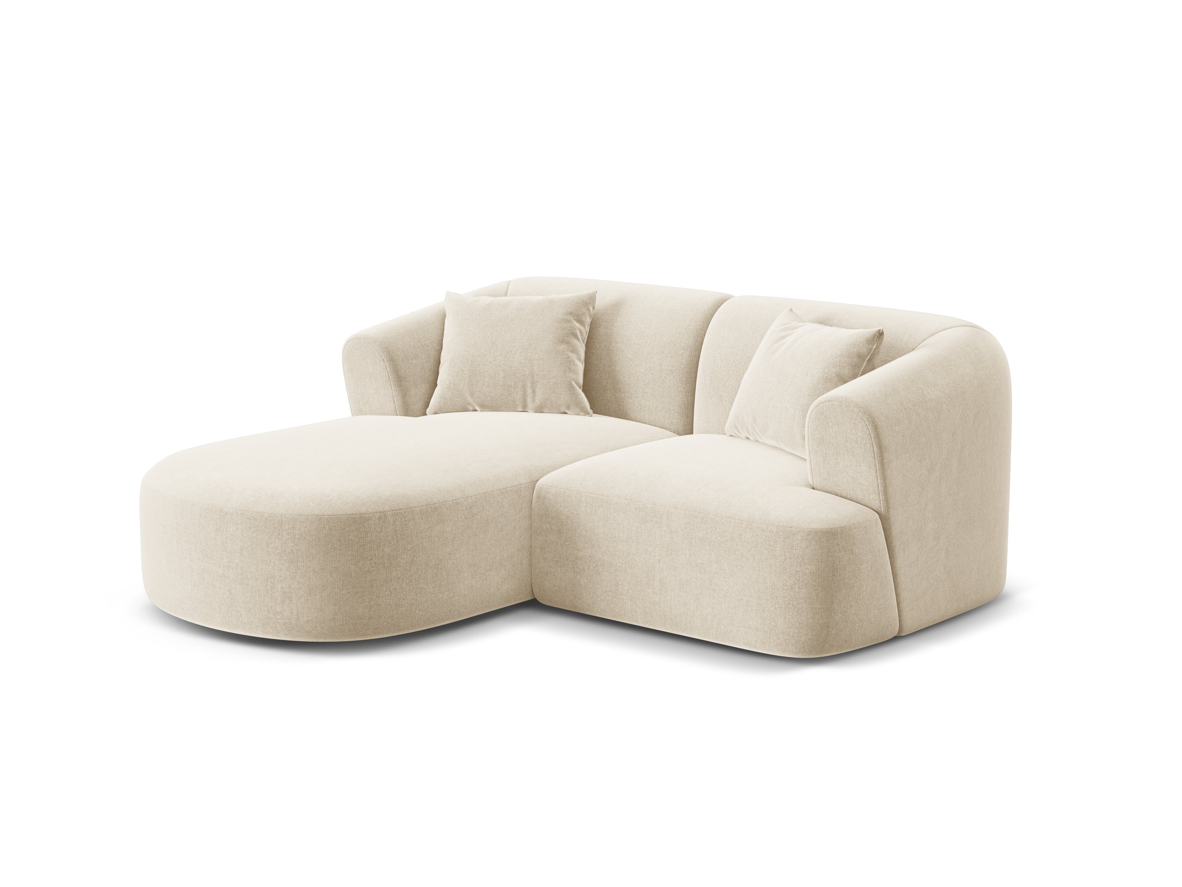 Samt-Ecksofa linksseitig 3-sitzig CAMPI hellbeige