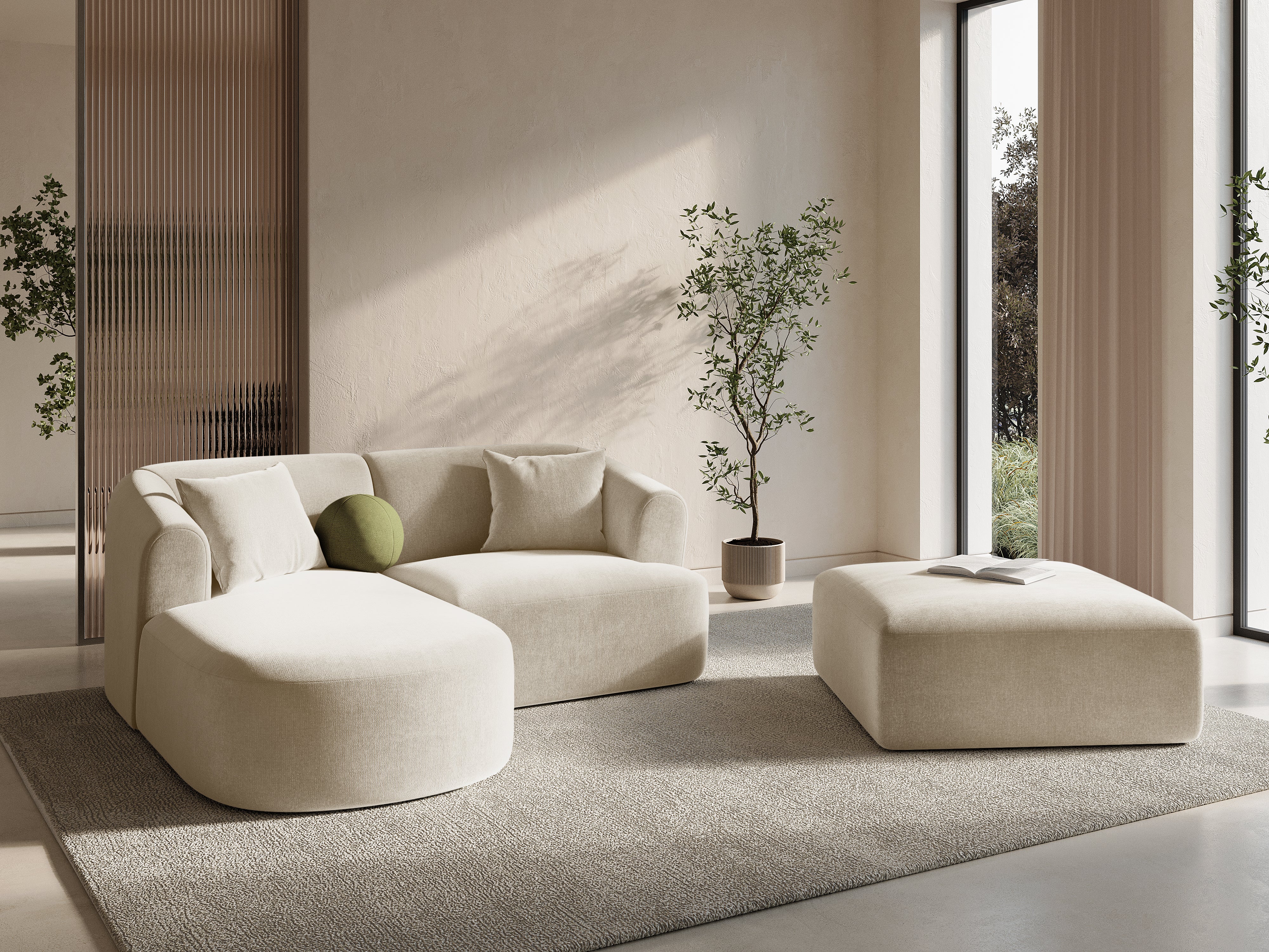 Right-facing 3-seater sofa CAMPI light gray chenille